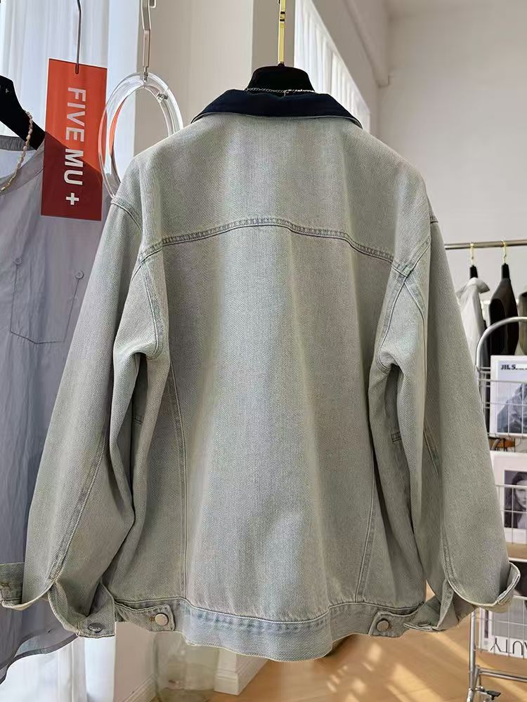 Vintage Contrast-Collar Washed Denim Jacket Size US L / EU 52-54 / 3 - 3 Thumbnail