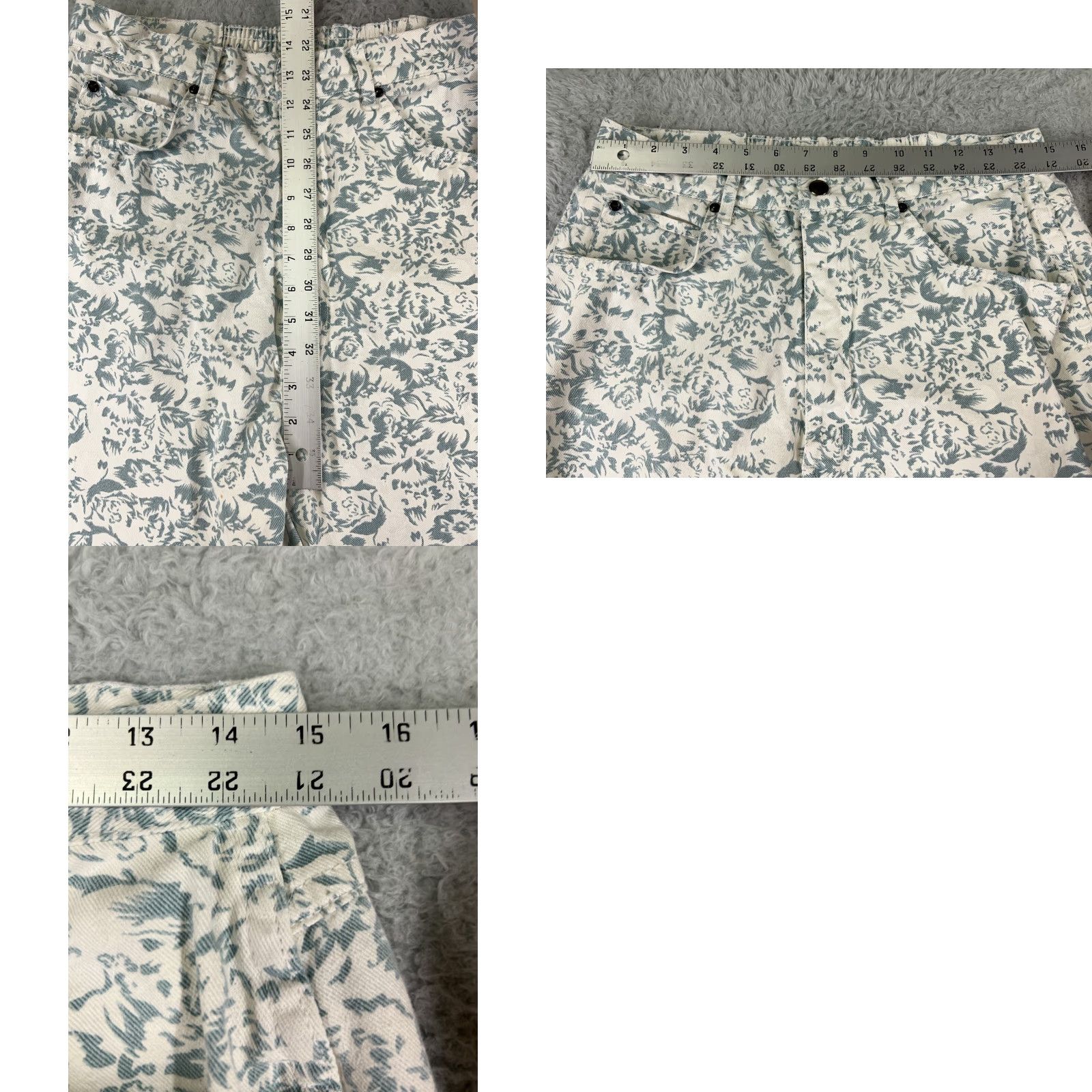Vintage Amilano White Floral Denim Jeans High Rise Women 32 Jeans, 5-Pocket Slim Fit, Cotton Stretch, Vintage: No, Regular Size, Pants, Women, 90s? Size 24" / US 00 / IT 34 - 9 Thumbnail