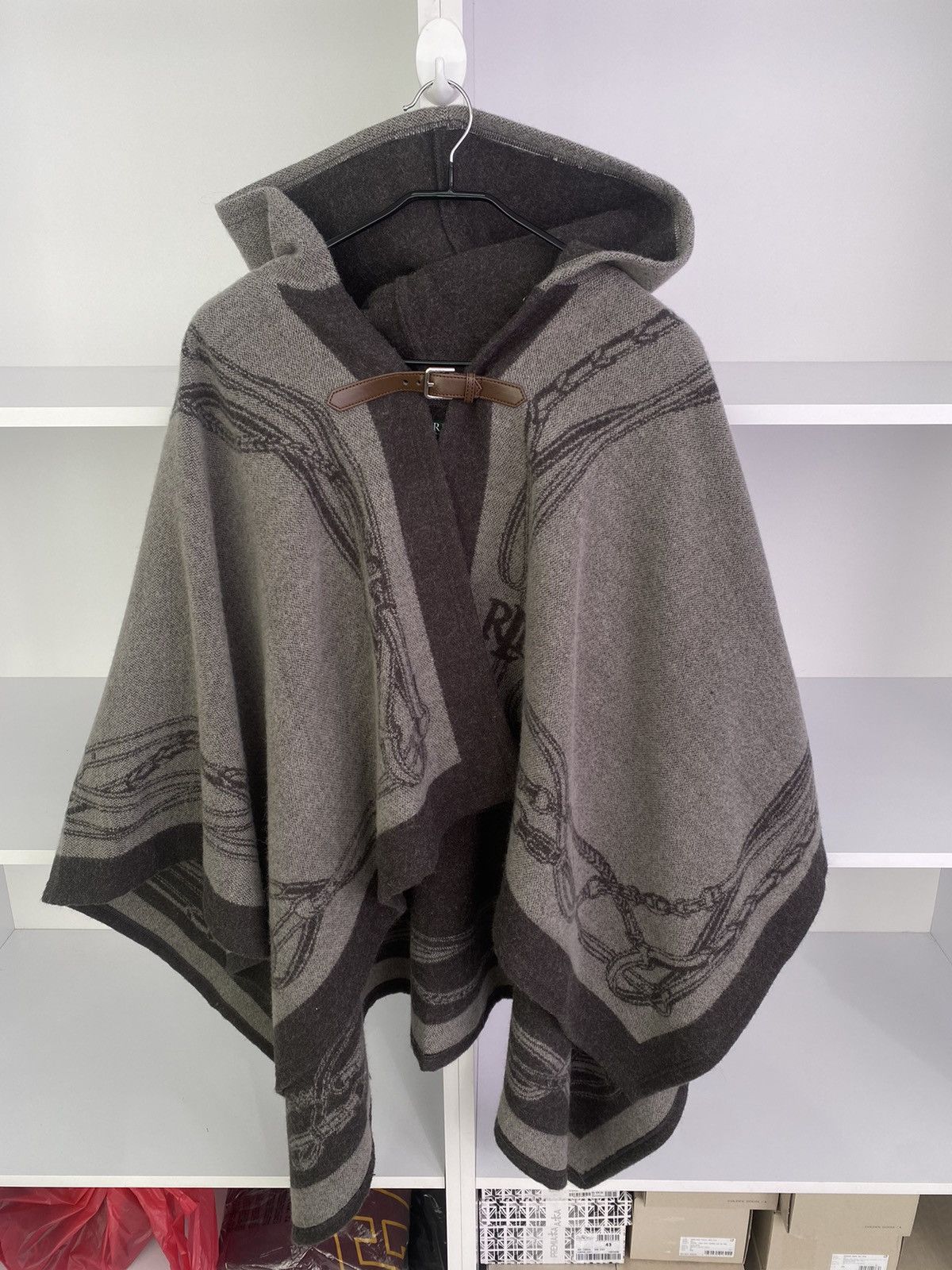 Ralph Lauren × Vintage Vintage Lauren by Ralph Lauren Belted Jacquard Poncho Size M / US 6-8 / IT 42-44 - 5 Thumbnail