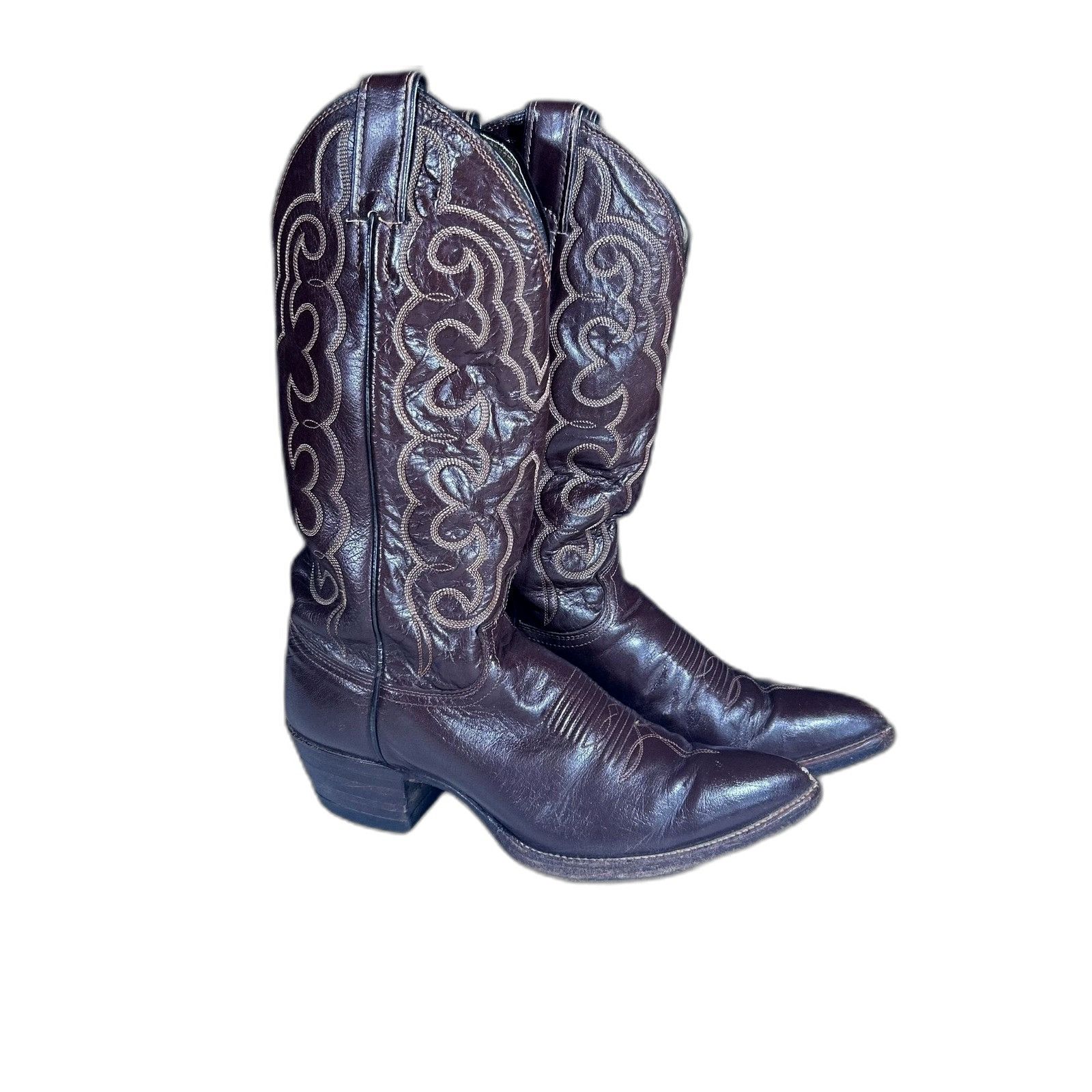 Justin Boots Justin Brown Leather Cowboy Boots Embroidered #4596 Mens 6D Size US 6 / EU 39 - 1 Thumbnail