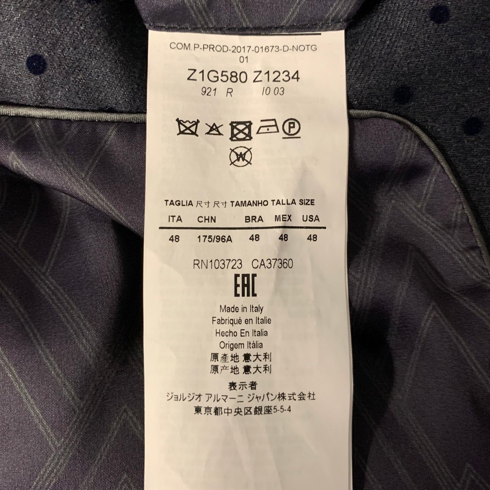 Emporio Armani EMPORIO ARMANI 40R Navy Polka Dot Wool Blend Sport Coat Size 40R - 6 Thumbnail