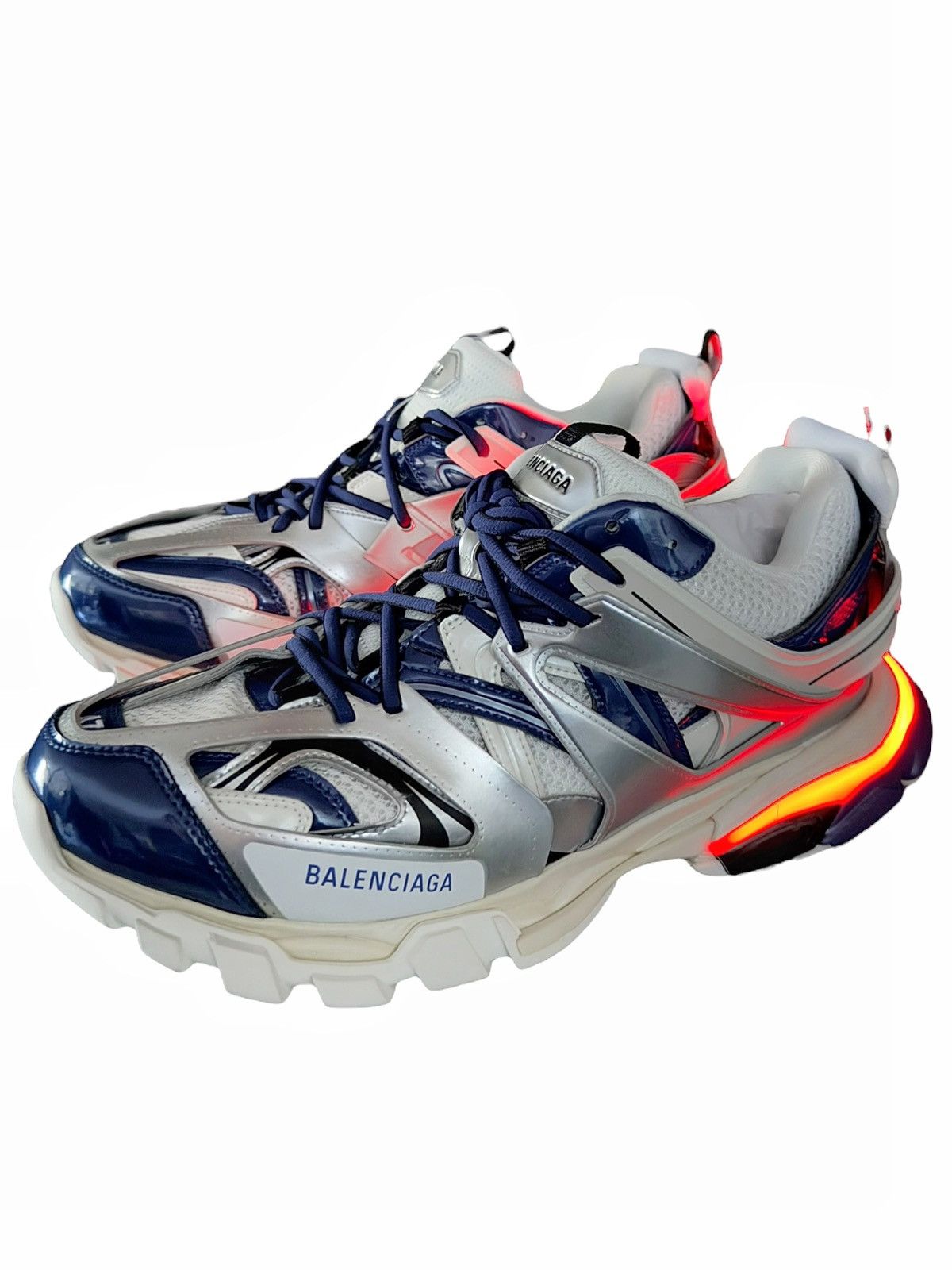 Balenciaga Track LED LIGHT Sneaker Silver Blue Metallic Size US 7 / EU 40 - 1 Thumbnail