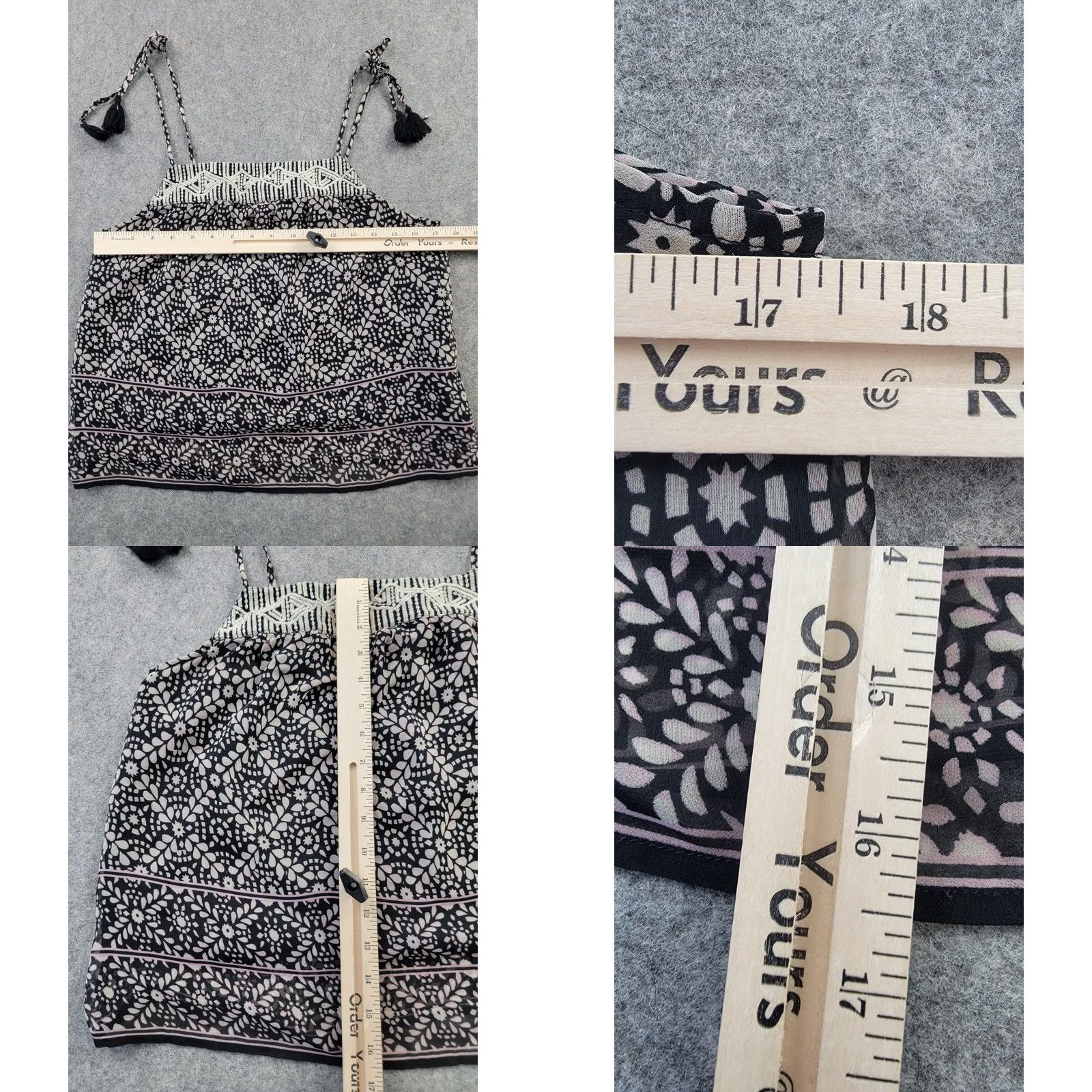 American Eagle Outfitters American Eagle Outfitters Tank Womens Medium Geometric Boho Embroidered Lined Sheer Polyester Black Size M / US 6-8 / IT 42-44 - 8 Thumbnail