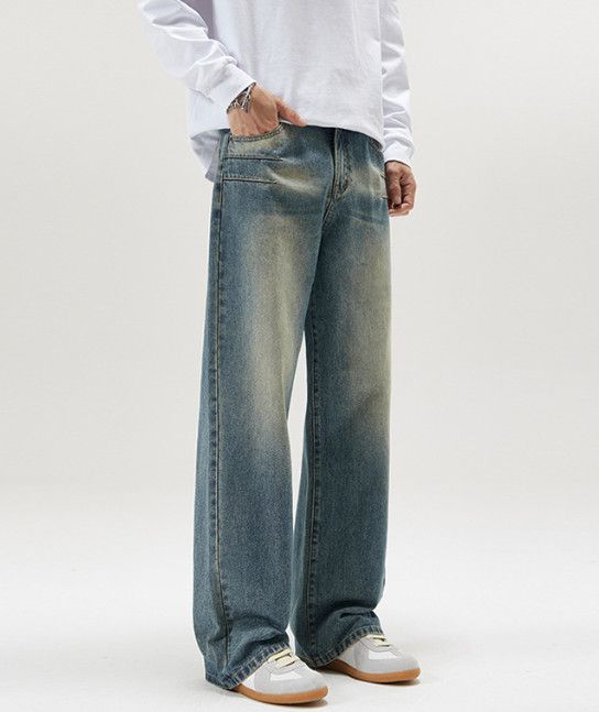 Vintage American-style men's straight-leg baggy washed denim jeans Size US 32 / EU 48 - 3 Thumbnail
