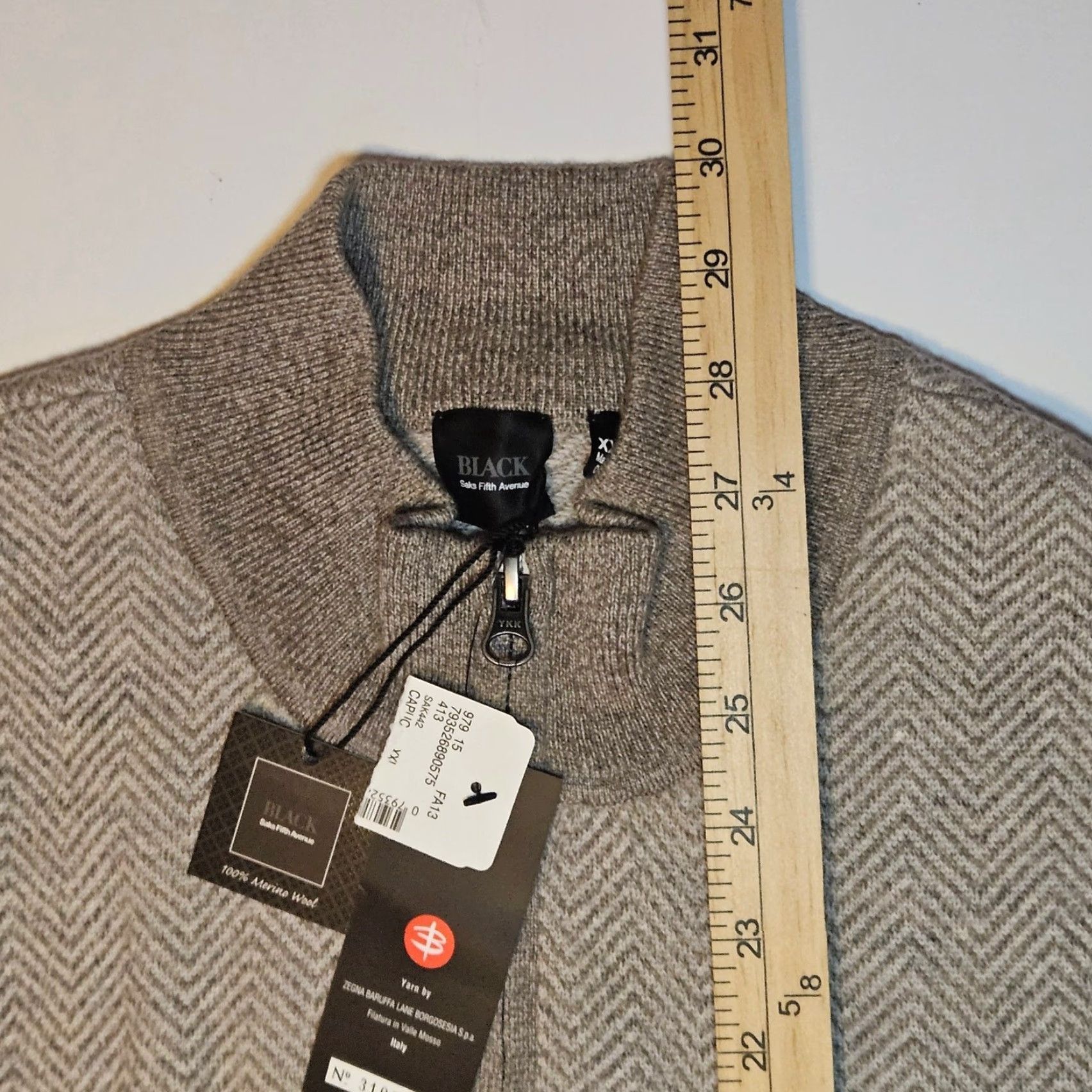 Saks Fifth Avenue VINTAGE Saks Fifth Avenue Herringbone Sweater Mens 2XL Tan Gray 100% Merino Wool NWT Size US XXL / EU 58 / 5 - 5 Thumbnail