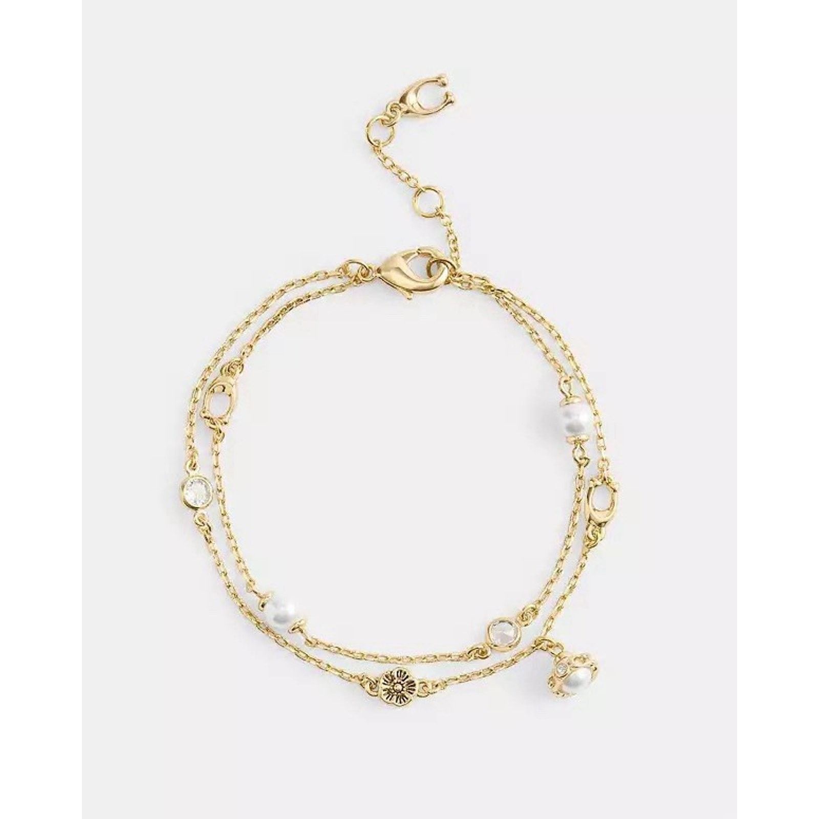 Coach NWT Coach Pearl Charm Double Bracelet CBV92 Gold Color Size ONE SIZE - 2 Thumbnail