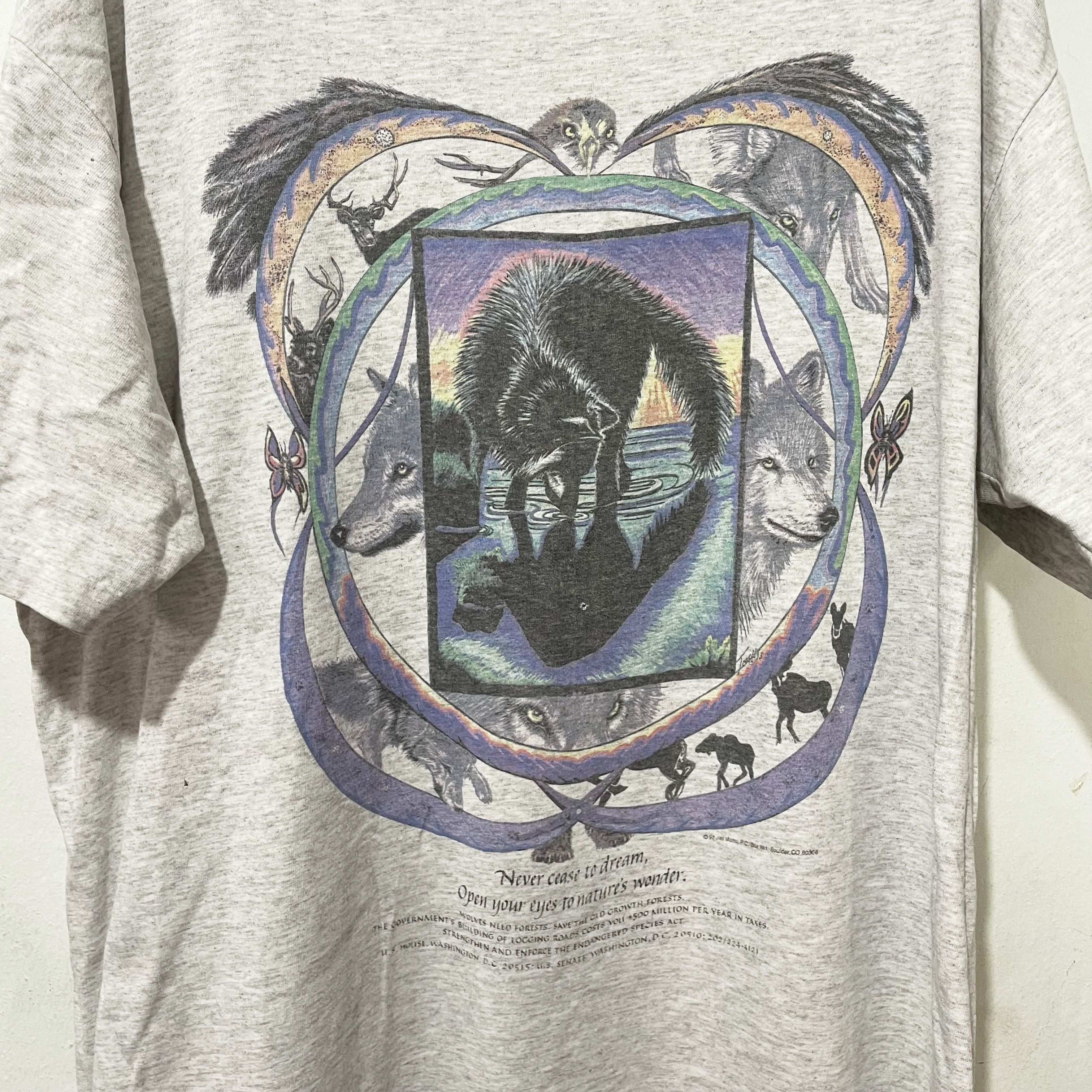 Vintage Vintage 90s Wolf by Jim Morris T-Shirt Size US XL / EU 56 / 4 - 2 Thumbnail