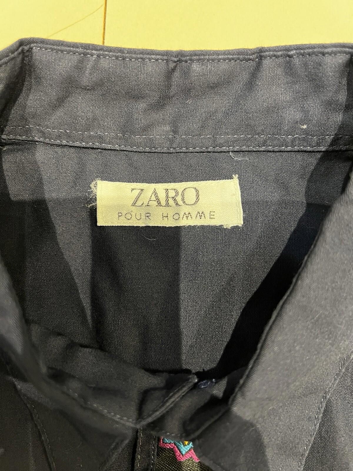 Zara Zaro Pour Homme Button Down Navy Blue Embroidered Shirt Size US L / EU 52-54 / 3 - 3 Thumbnail
