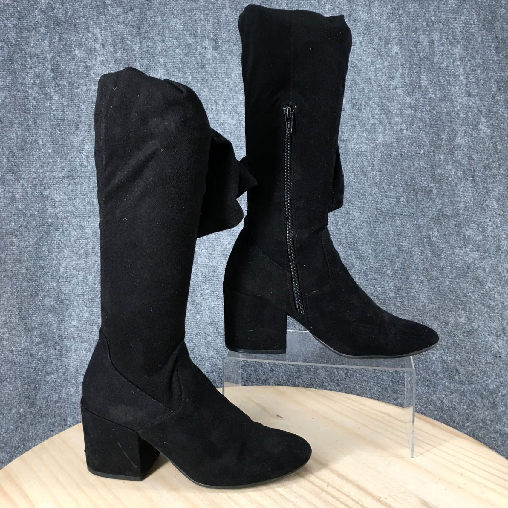 Dolce Vita Dolce Vita Sock Boots Womens 8.5 Tall Over The Knee Black Fabric Side Zip Heels Boot Size US 9 / IT 39 - 2 Thumbnail