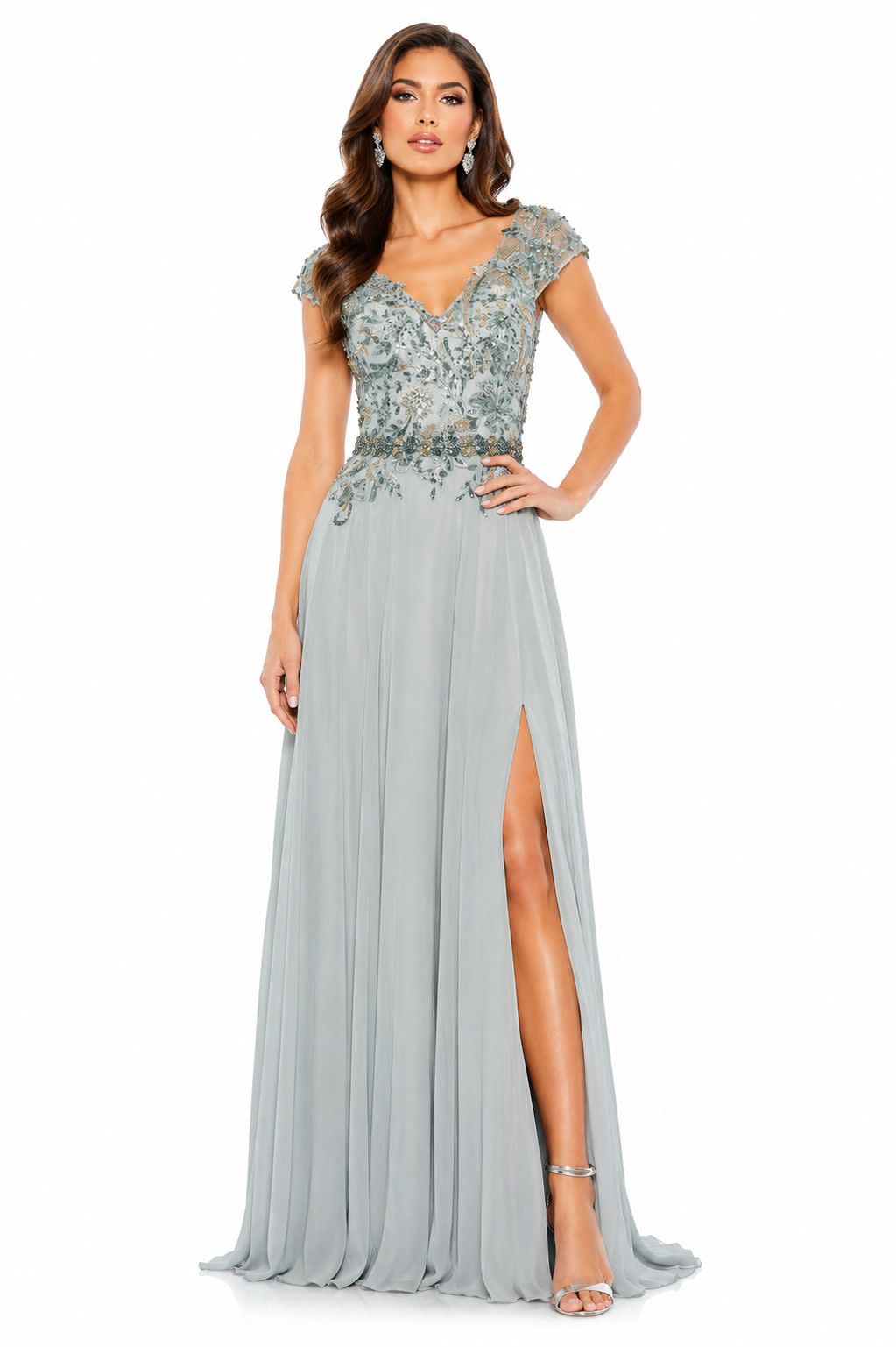 Mac Duggal Mac Duggal Embellished Cap Sleeve Bodice Chiffon Gown NWT Size XL / US 12-14 / IT 48-50 - 1 Thumbnail