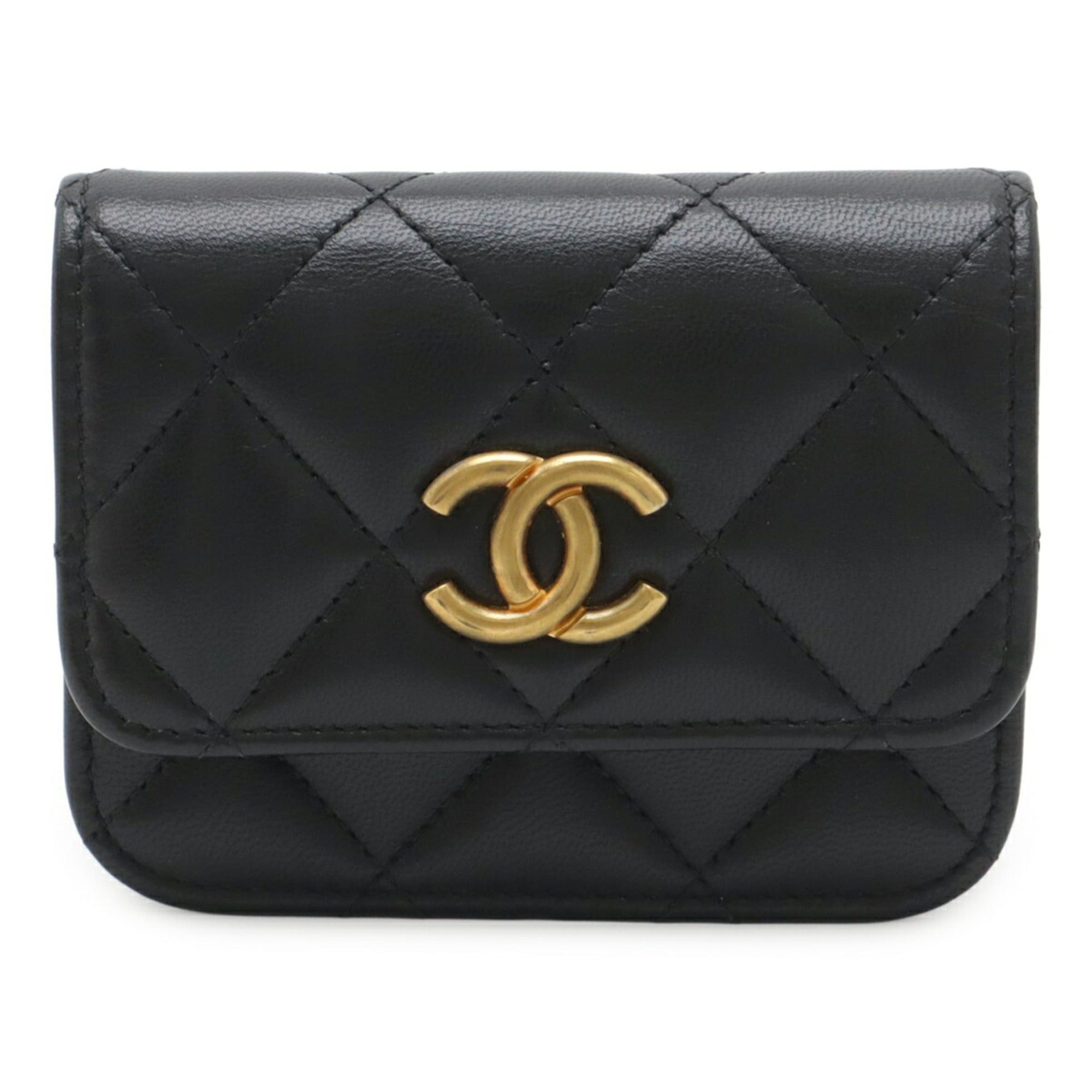 Chanel CHANEL Matelassé Coco Mark Mini Waist Bag/Waist Pouch with Chain, Leather, Black AP2549 Size ONE SIZE - 1 Thumbnail