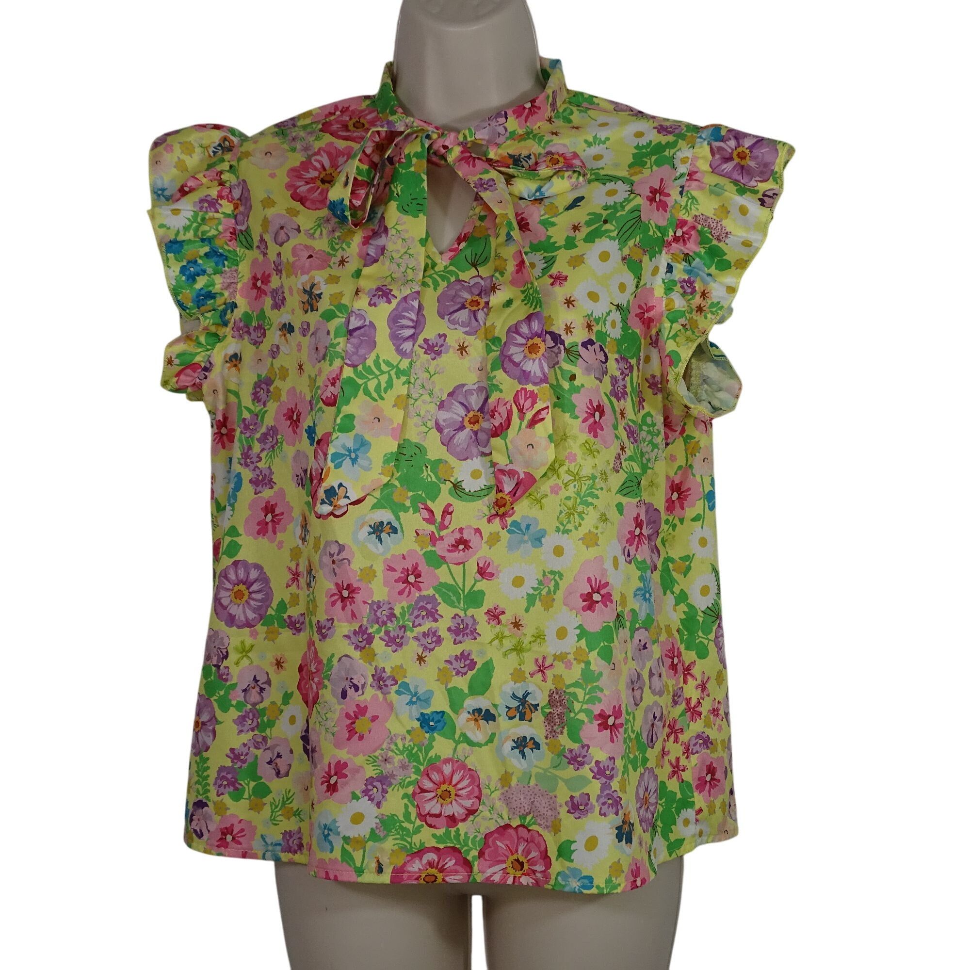 Shein Shein Floral Ruffle Sleeve Blouse Top Women Size 6 Yellow Mu Size M / US 6-8 / IT 42-44 - 1 Thumbnail