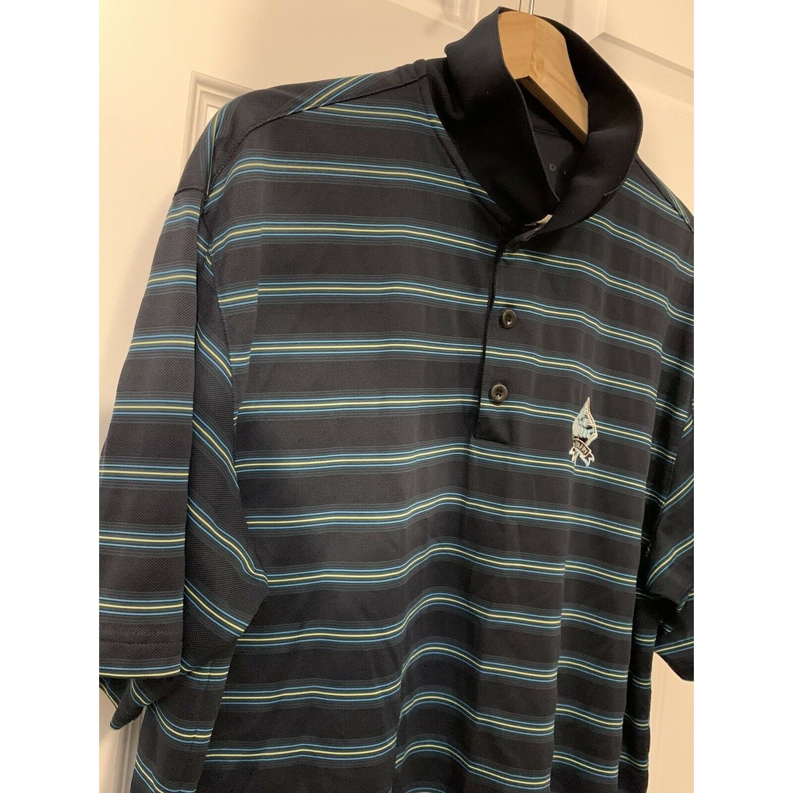 Nike Nike Golf Striped Polo Shirt The Quarry Men's Sz L Black Blu Size US L / EU 52-54 / 3 - 8 Thumbnail