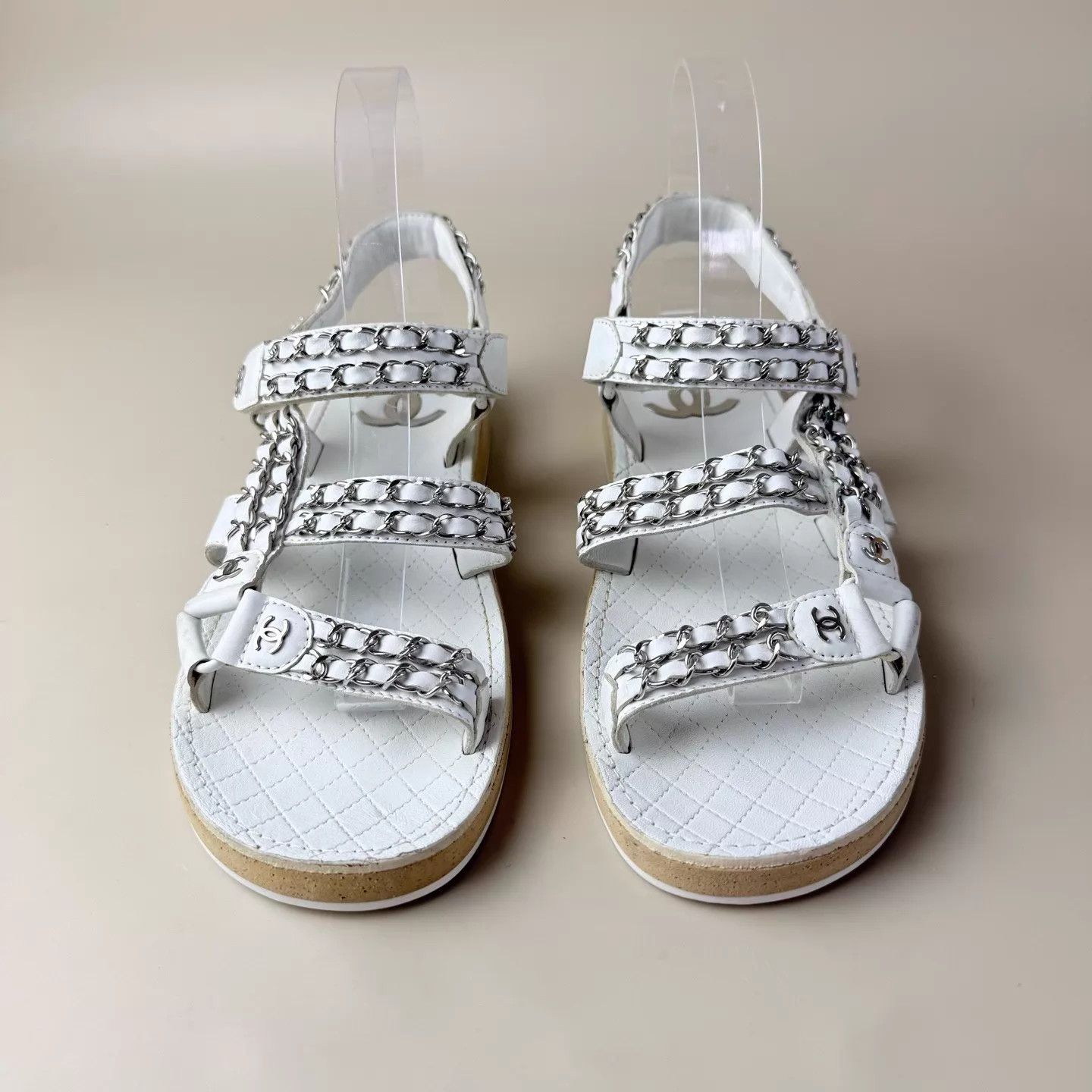 Chanel Chanel Silver Chain CC Silver Buckle Sandals EUR 38 99 New Size US 7.5 / IT 37.5 - 2 Thumbnail