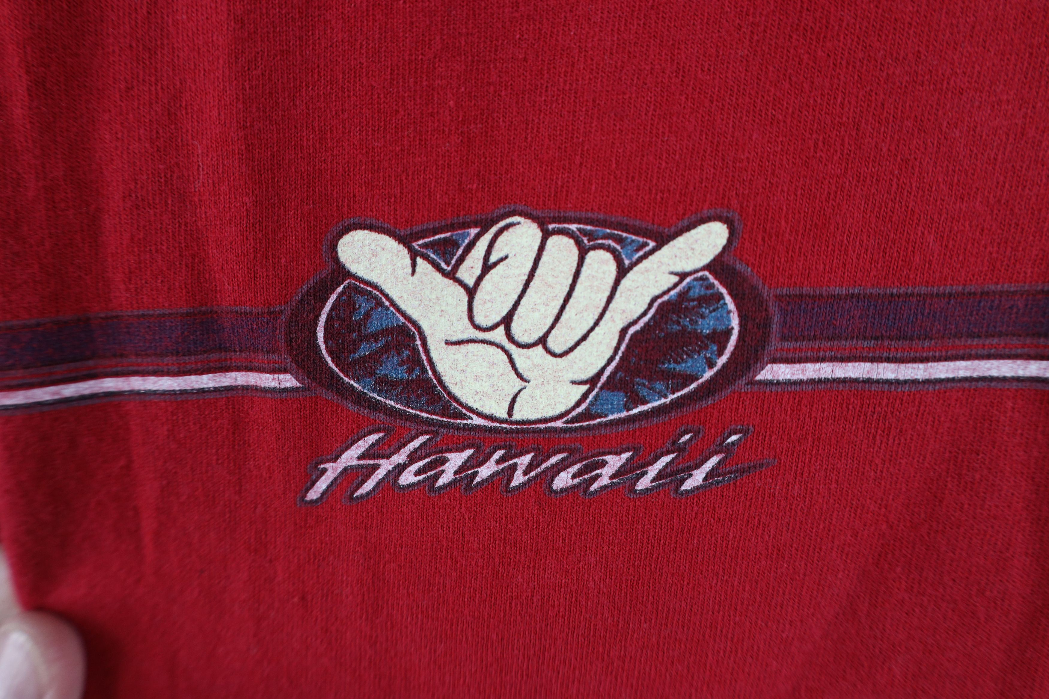Vintage Vintage 90s Streetwear Hawaii Hang Loose Surfing T-Shirt Red Size US XXL / EU 58 / 5 - 4 Thumbnail