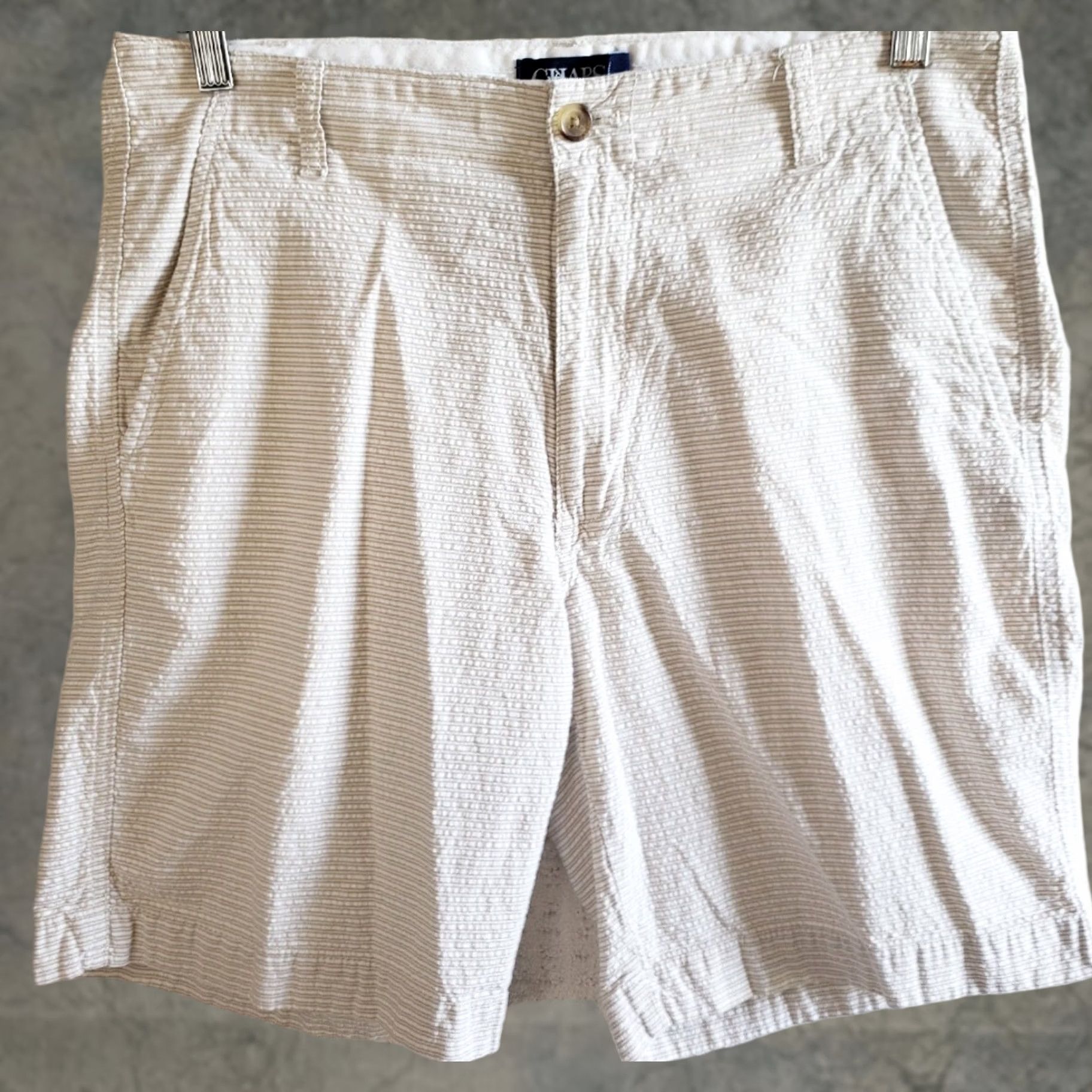 Chaps Chaps Seersucker Shorts Men’s 32x9 Beige-White Striped Chino Style 100% Cotton Size US 32 / EU 48 - 1 Thumbnail