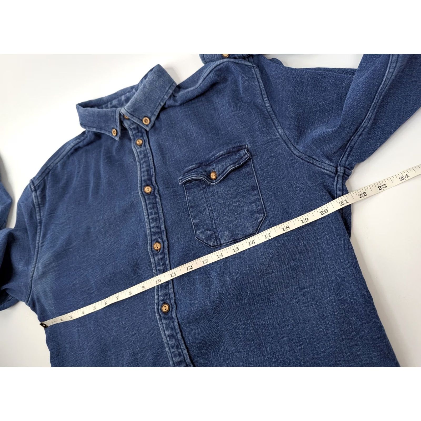 Anerkjendt Anerkjendt Shirt Button-Up Long Sleeve Chambray Blue Cotton Spandex Corduroy Mens M Size US M / EU 48-50 / 2 - 6 Thumbnail