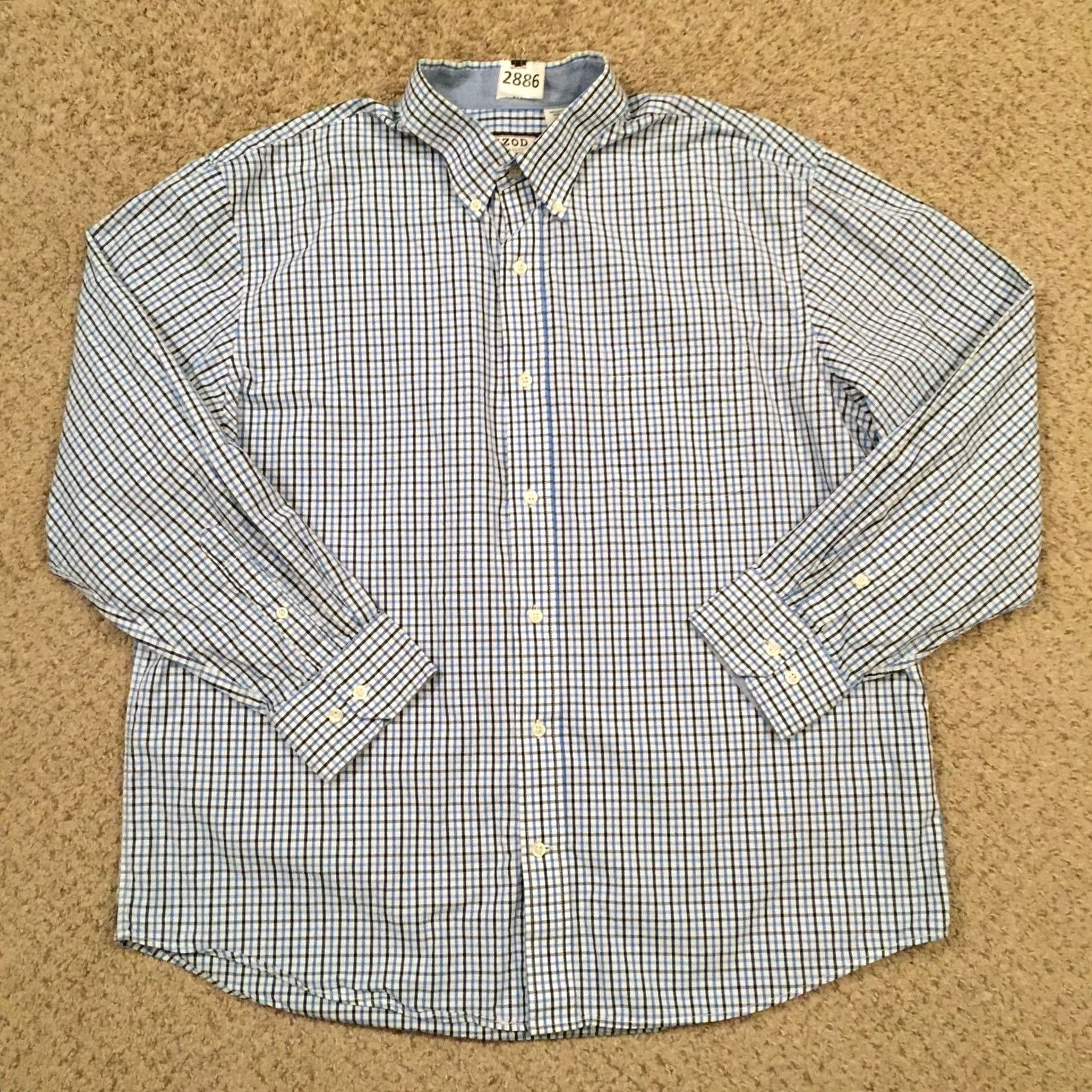 Izod IZOD Shirt Mens XL Blue Plaid Long Sleeve Button Up Size US XL / EU 56 / 4 - 2 Thumbnail