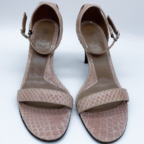 Gucci Gucci Snake Pattern Kitten Heel Ankle Strap Leather Sandal Size US 6 / IT 36 - 3 Thumbnail