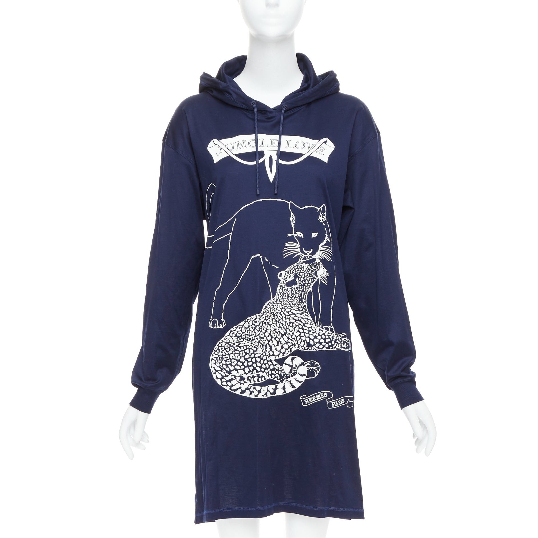 Hermes HERMES 2022 navy jungle love print coated cotton hooded dress FR40 L Size M / US 6-8 / IT 42-44 - 1 Thumbnail