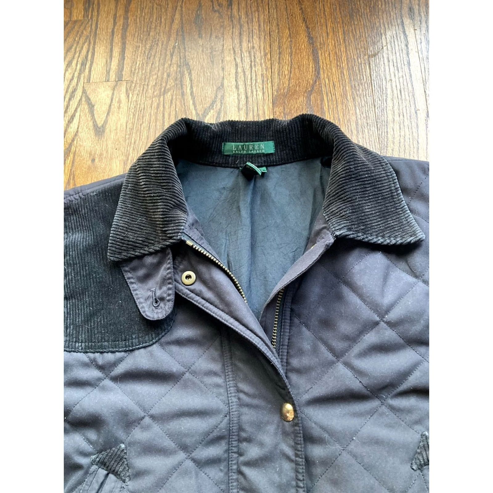 Ralph Lauren Lauren Ralph Lauren Jacket Womens Large Black Equestrian Quilted Corduroy Collar Size L / US 10 / IT 46 - 5 Thumbnail