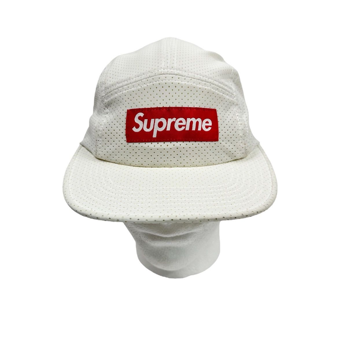 Supreme Perforated Reflective Camp Cap White 2016 5 Panel