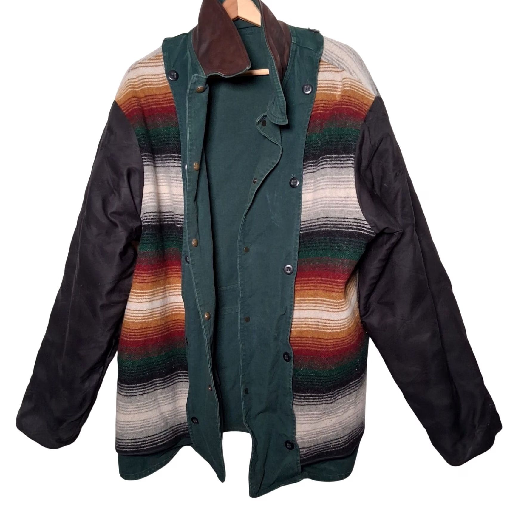 Vintage VINTAGE Woolrich Barn Chore Jacket Men XL Hunter Green Serape Blanket Lined USA Size US XL / EU 56 / 4 - 4 Thumbnail