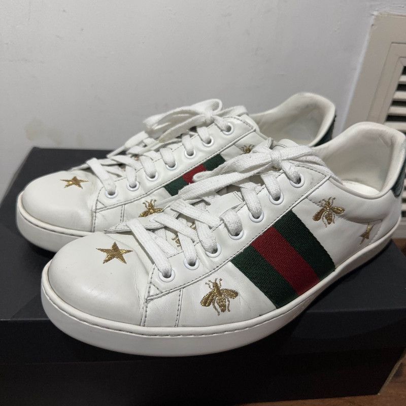 Gucci Gucci Ace Leather Bee Embroidered Sneakers - Size US 8.5 / EU 41-42 - 1 Thumbnail