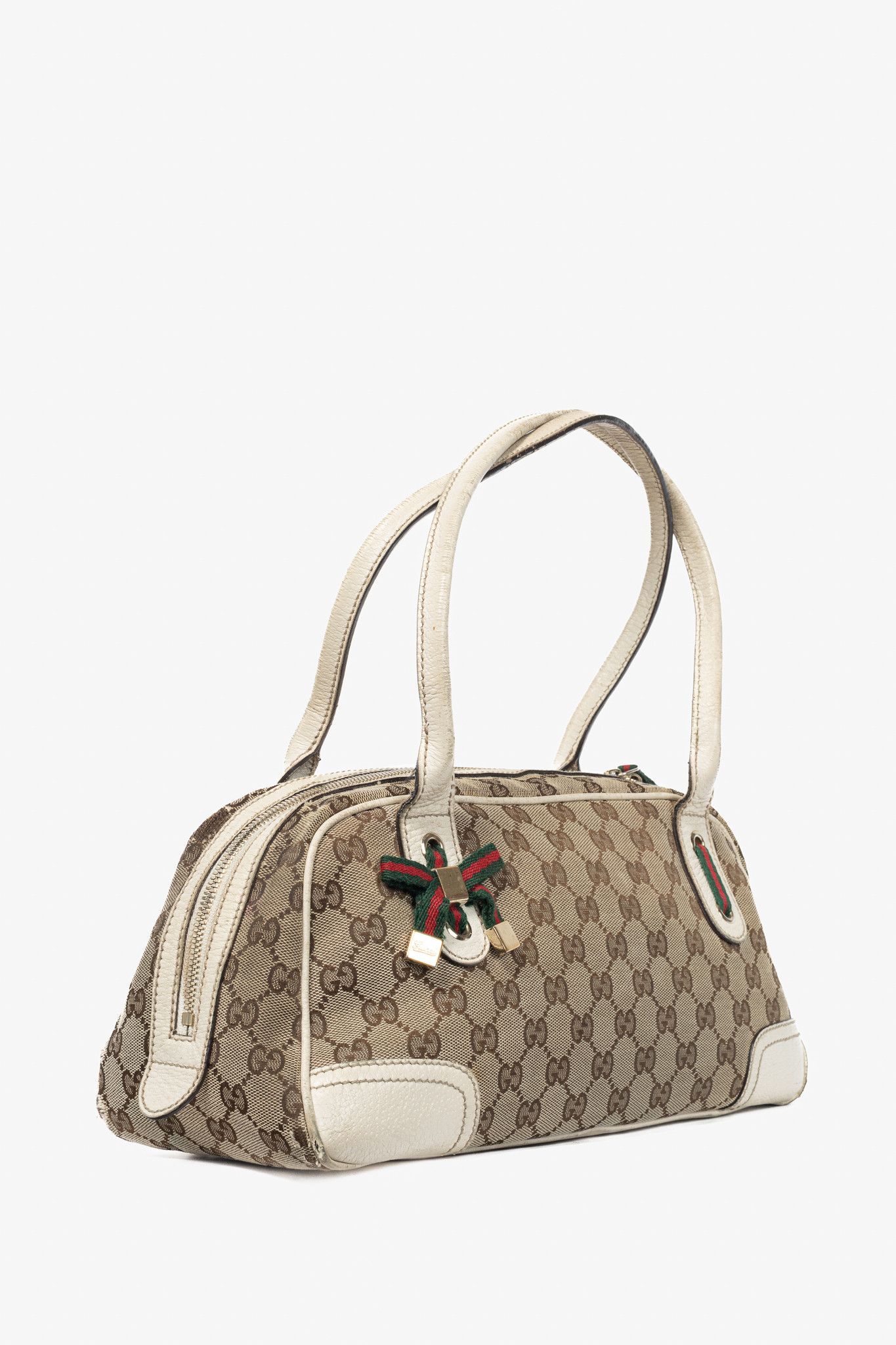 Gucci Gucci Princy Boston Beige & Ebony GG Canvas Web Handbag Size ONE SIZE - 2 Thumbnail
