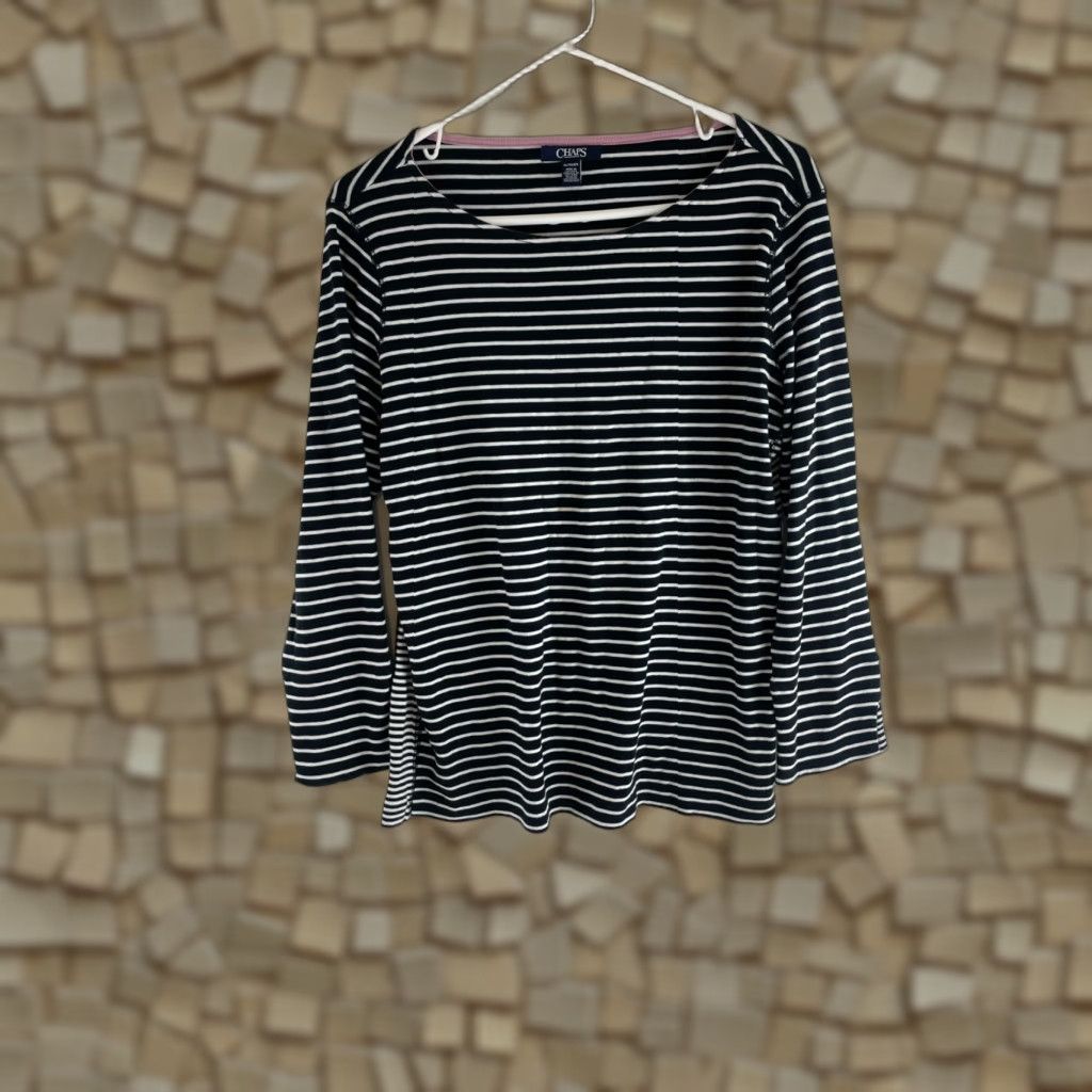 Chaps Chaps Shirt Women's XL Navy Blue White Striped Boat Neck Long Sleeve T-Shirt Shirt Casual Womens Size XL / US 12-14 / IT 48-50 - 1 Thumbnail