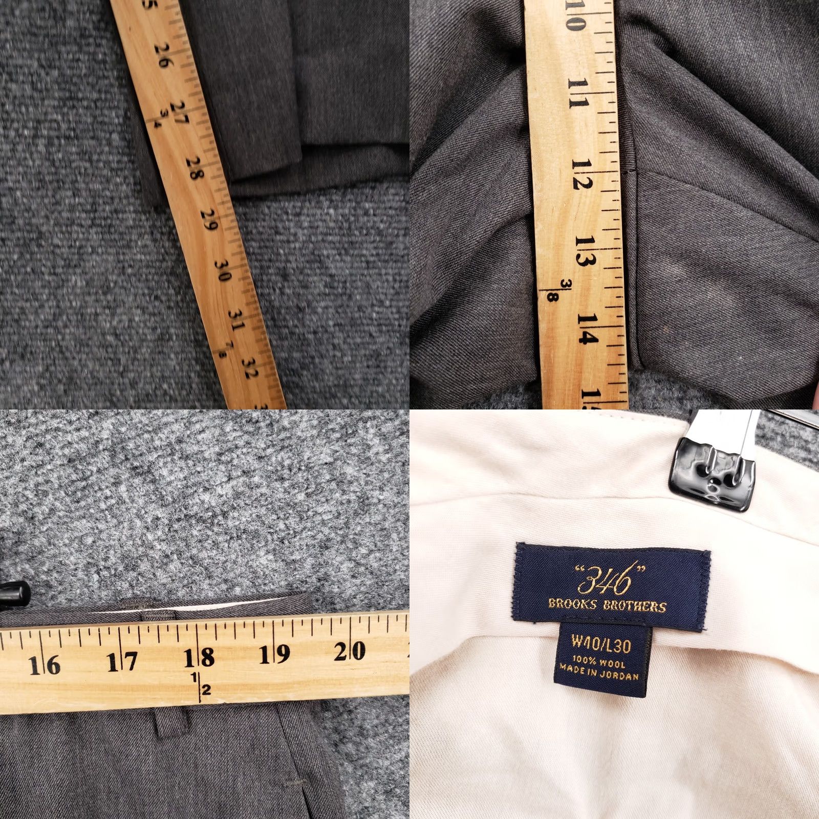 Brooks Brothers Brooks Brothers 346 Mens Dress Pants 40x30 Gray Flat Front Straight Wool Trouser Size US 40 / EU 56 - 8 Thumbnail