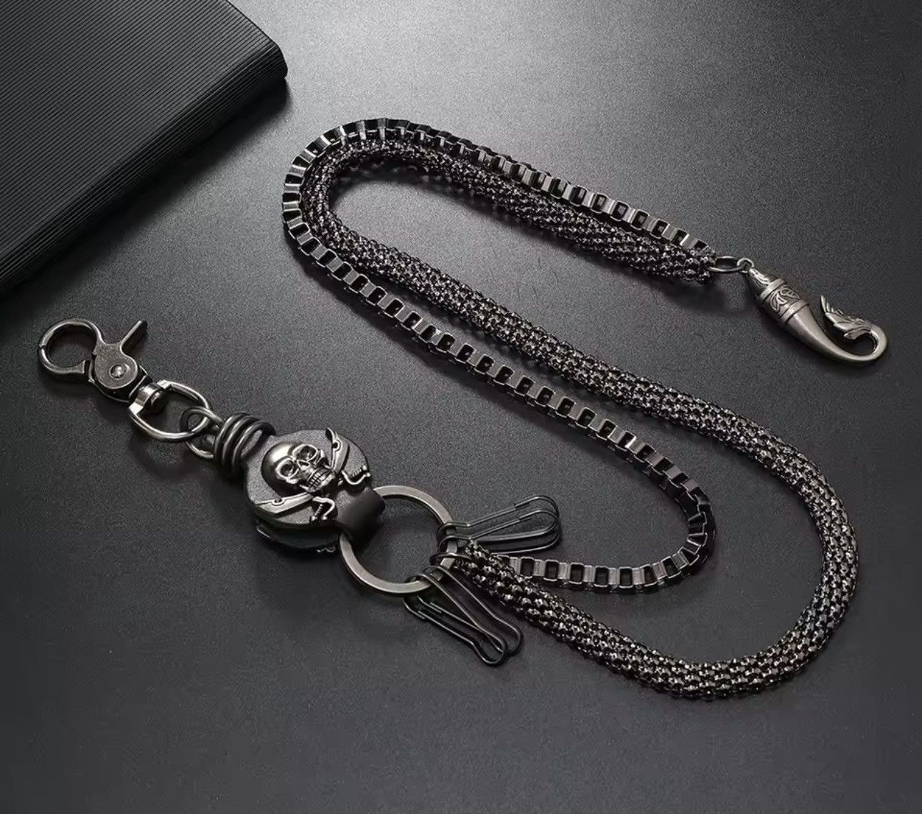 Jewelry Punk Goth Grunge Skull Orange Leather Wallet Chain Size ONE SIZE - 3 Thumbnail