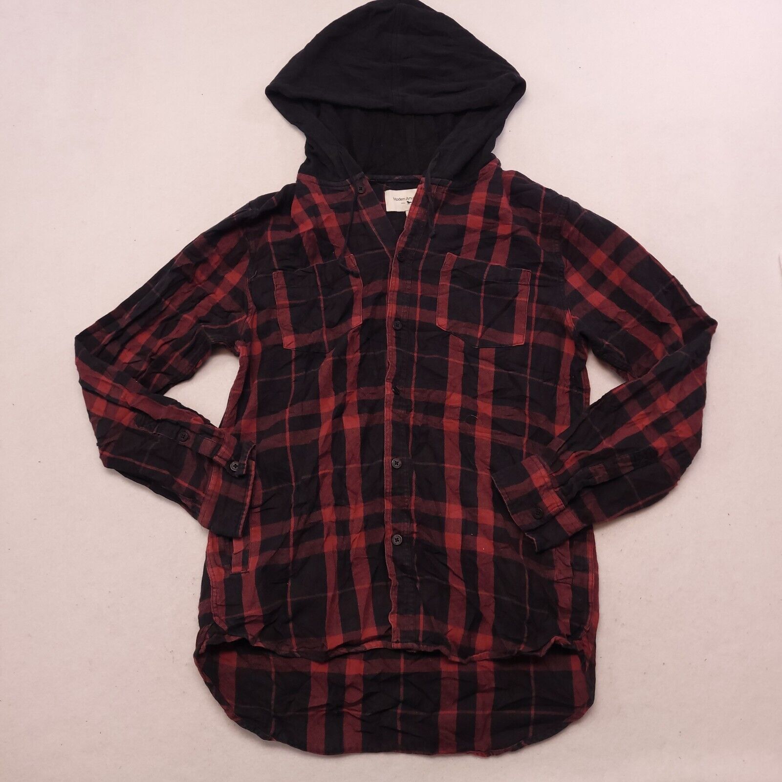 Modern Amusement Modern Amusement Casual Button Up Hoodie Mens Size M Plaid Size US M / EU 48-50 / 2 - 2 Thumbnail