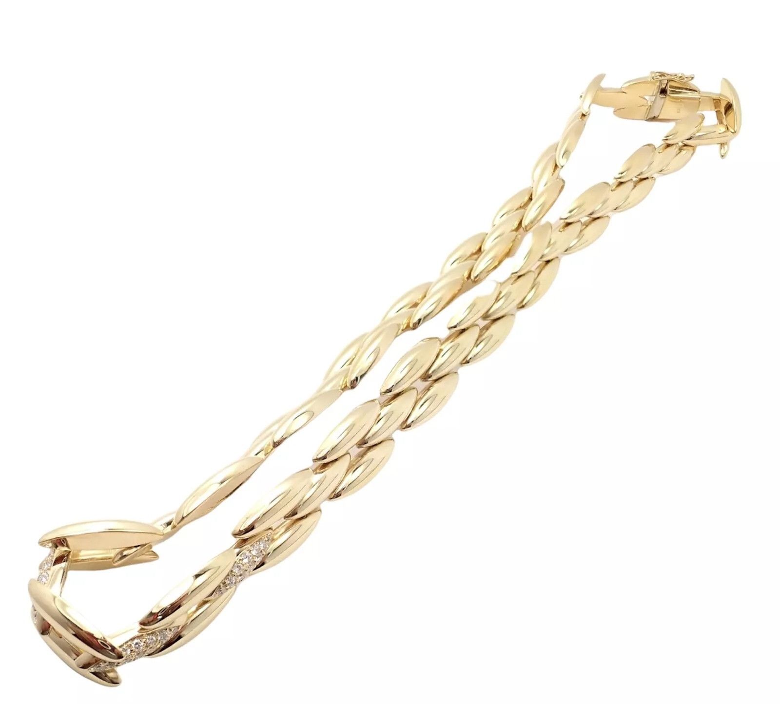 Cartier Cartier 18k Diamond Three Row Gentiane Rice Link Necklace Size ONE SIZE - 11 Thumbnail