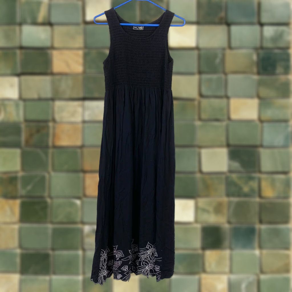 Vintage VINTAGE Jane Ashley Black Floral Hem Ruched Tank Top Dress Shirt XL Womens Size XL / US 12-14 / IT 48-50 - 1 Thumbnail