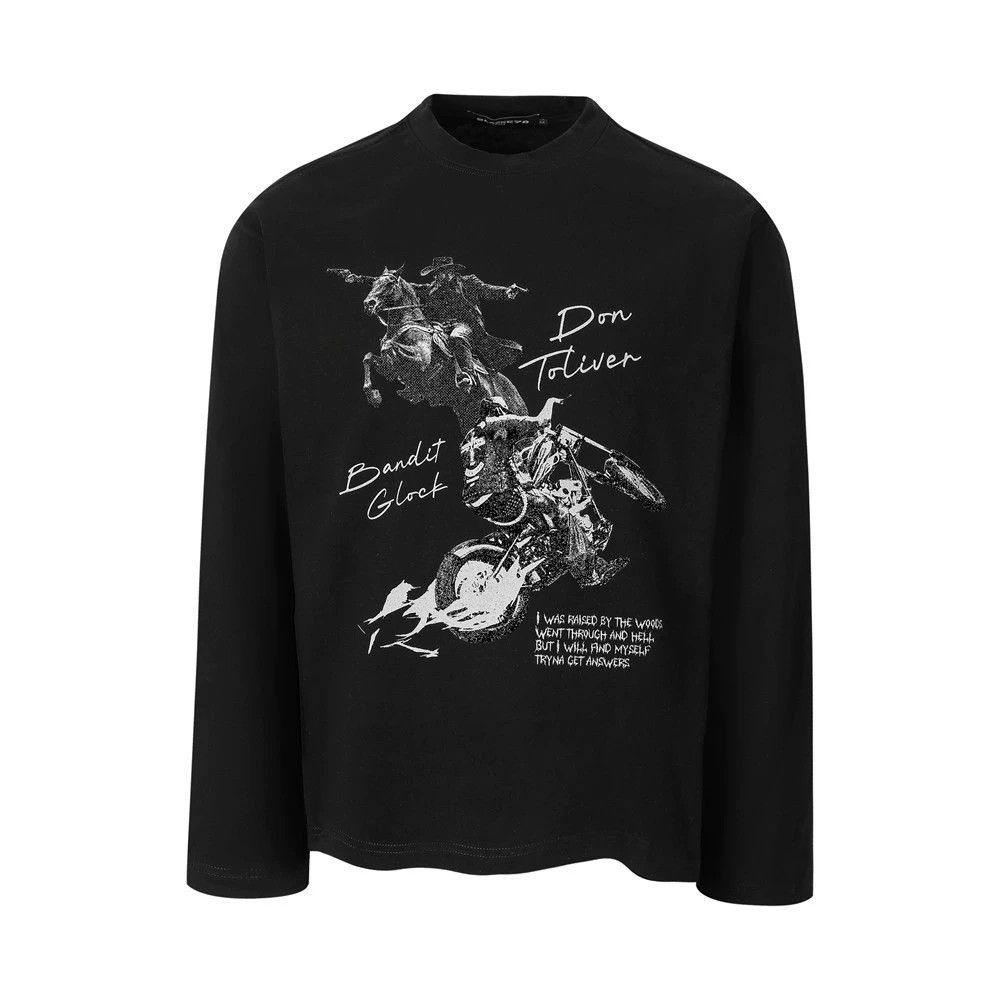 Vintage Retro men's casual knight print loose long-sleeved T-shirt Size US M / EU 48-50 / 2 - 1 Thumbnail