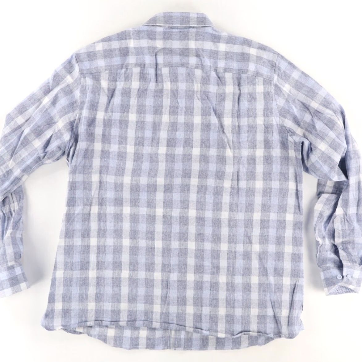 Johnston & Murphy Johnston & Murphy Linen Cotton Blend Plaid Long Sleeve Button Up Shirt Blue Men XL Size US XL / EU 56 / 4 - 4 Thumbnail