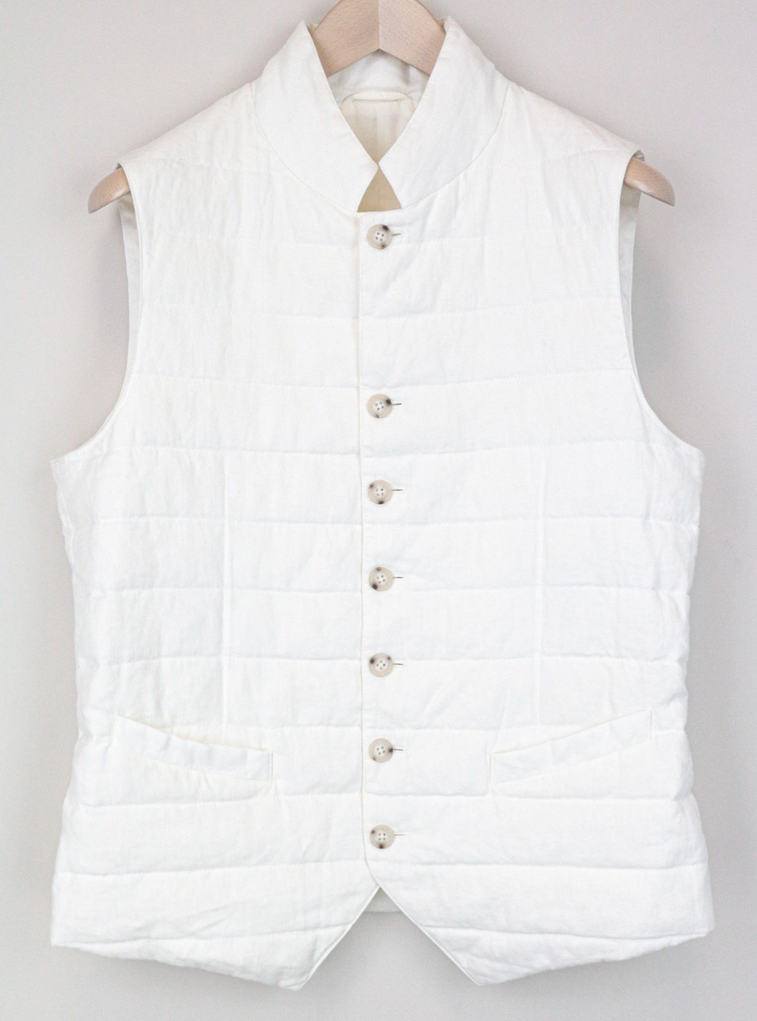 image of Suitsupply M White Linen Padded Sleeveless Gilet Vest Jacket 68776, Men's (Size Medium)