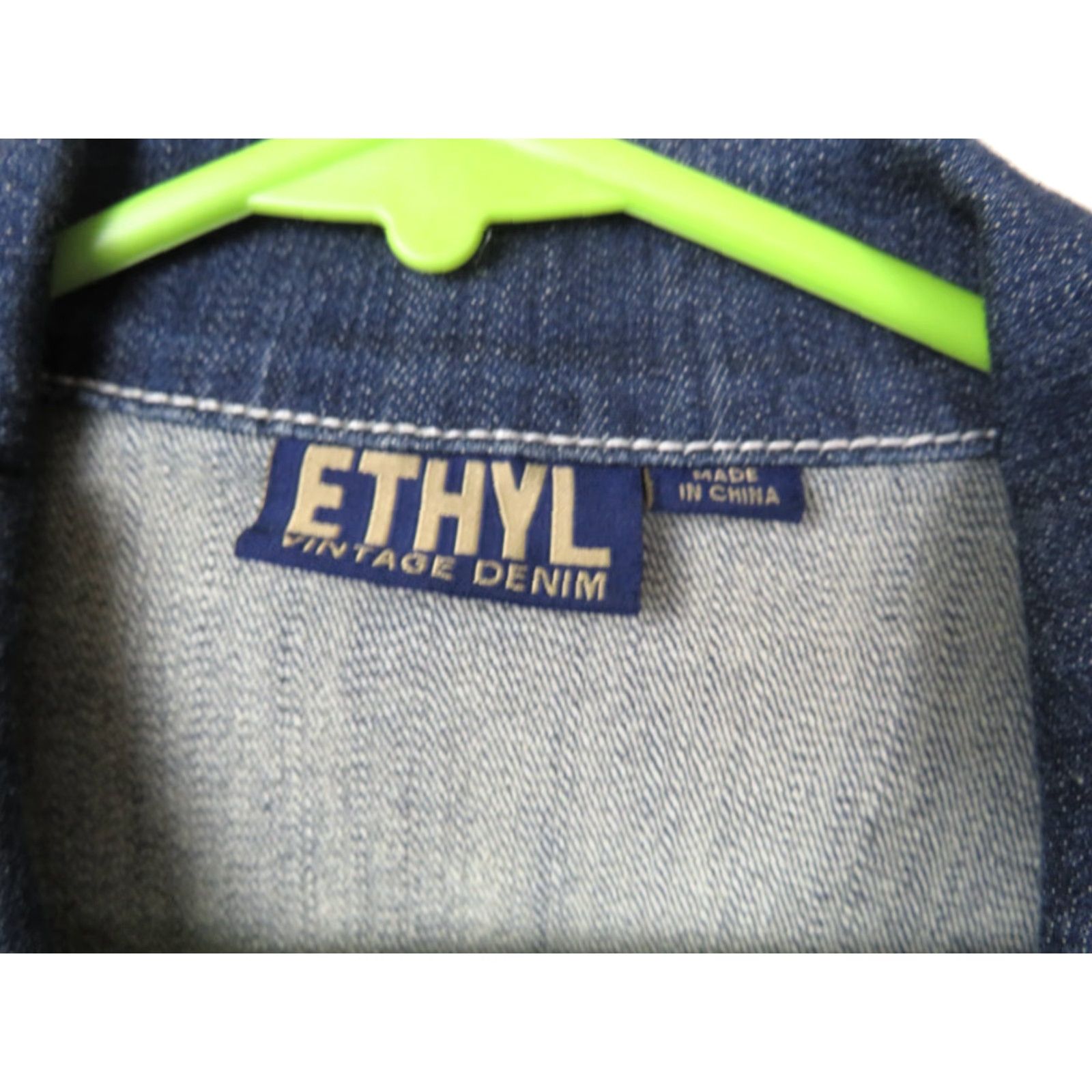 Denime VINTAGE Ethyl Denim Jean Jacket Blue XL Teens Regular Fit Button Closure Pockets Embroidered 80s 90s USA Jacket Size US 36 / EU 52 - 4 Thumbnail
