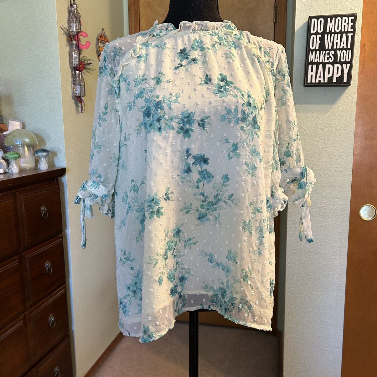 Other CeCe light yellow floral print short sleeve blouse XL Size XL / US 12-14 / IT 48-50 - 1 Thumbnail