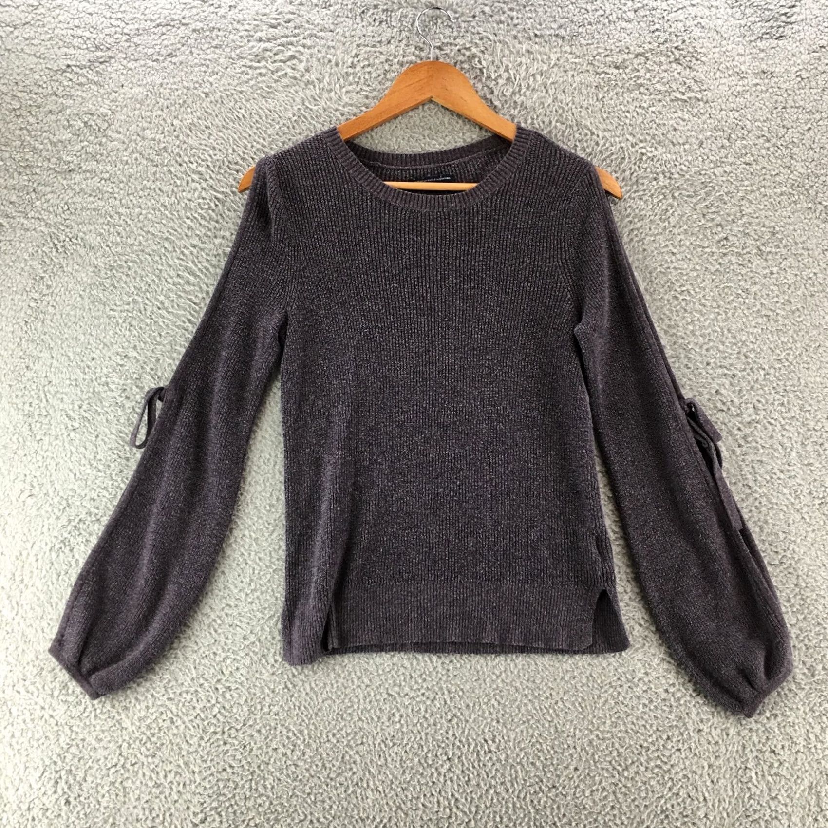 American Eagle Outfitters American Eagle Outfitters Sweater Shirt Womens S Purple Cotton Blend Knit Open Sleeve Crew Neck Pullover Classic Knit Size S / US 4 / IT 40 - 2 Thumbnail