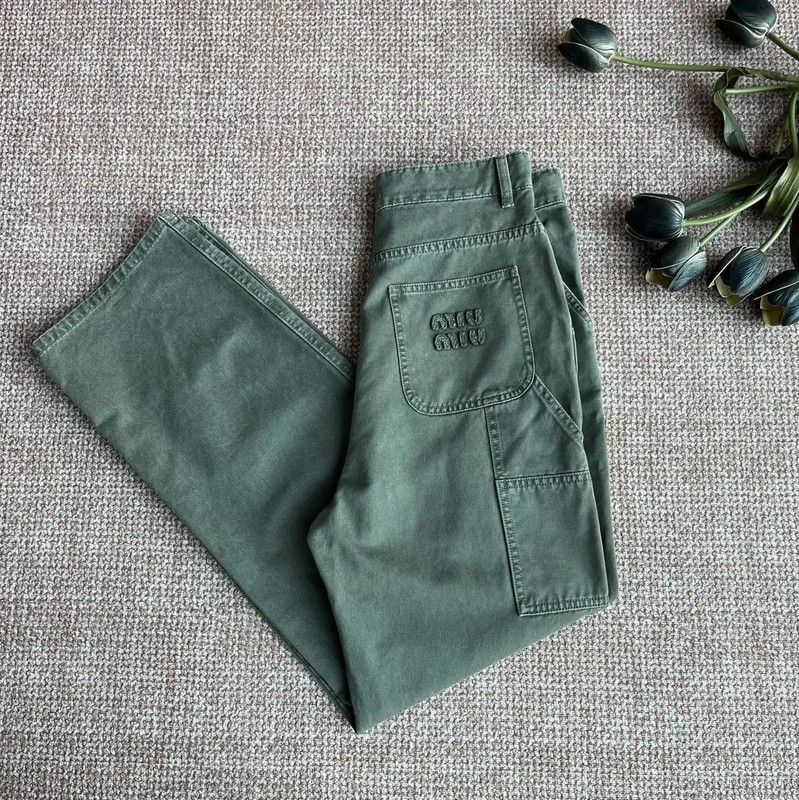 Miu Miu Miu Miu Women's Military Green Cotton Jeans 0089 Size 28" / US 6 / IT 42 - 1 Thumbnail
