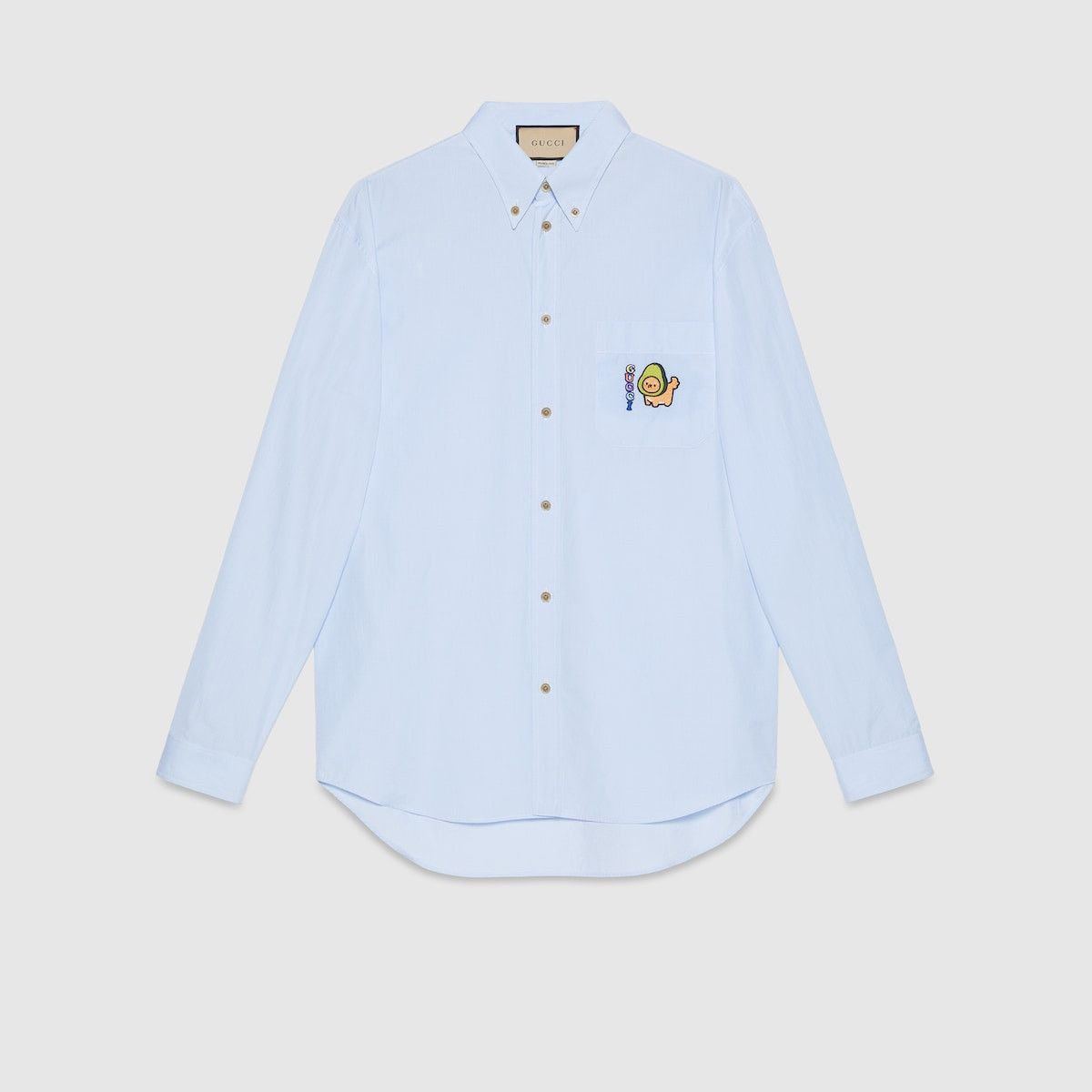 Gucci 48 M Gucci Blue Cotton Pikarar Animal Avocado Button Shirt Size US M / EU 48-50 / 2 - 1 Thumbnail