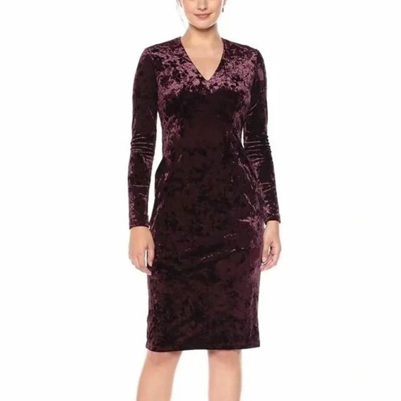MAGGY LONDON Maggy London | Burgundy Crushed Velvet Dress | Size 14 Size XL / US 12-14 / IT 48-50 - 1 Thumbnail