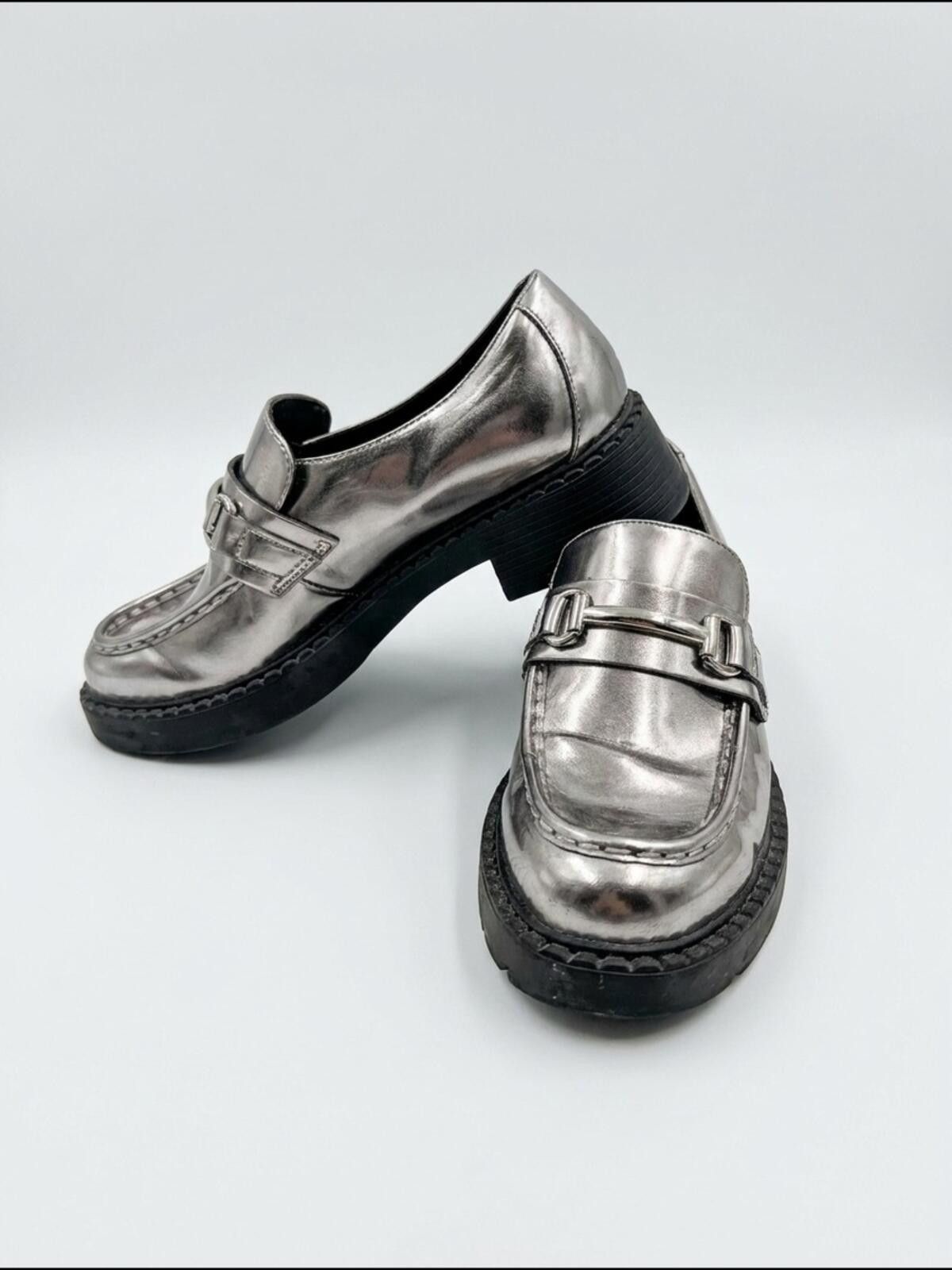 Other Retro Madden Girl Metallic Silver Chunky Loafers Size US 8.5 / IT 38.5 - 1 Thumbnail