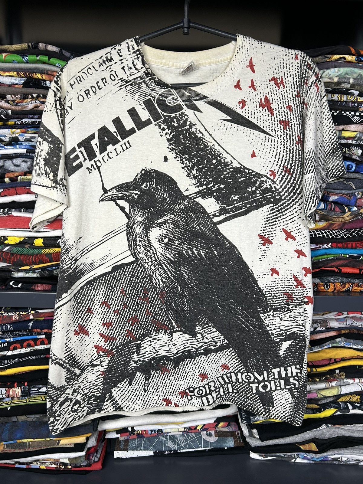 Band Tees × Vintage Vintage Metallica Crow All Over Print T shirt Size US M / EU 48-50 / 2 - 1 Thumbnail