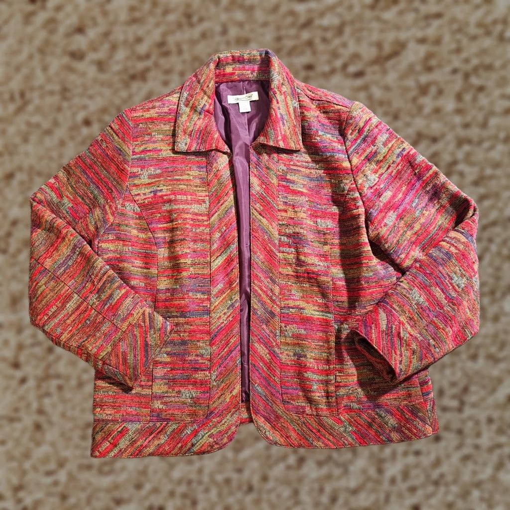 Coldwater Creek Coldwater Creek Blazer Shirt Womens Large Red Tweed Open Long Sleeve Career Jacket/Coat Mid-Length Size L / US 10 / IT 46 - 1 Thumbnail