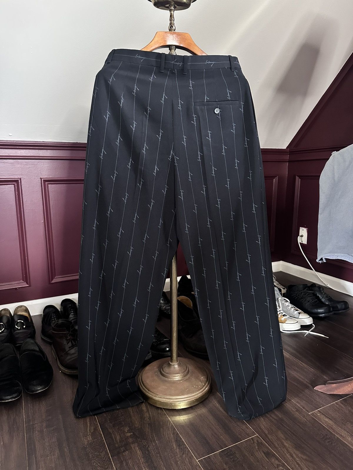 Balenciaga Black 2pc baggy logo pinstripe 2020 suit new with tags Italy Size 36R - 5 Thumbnail