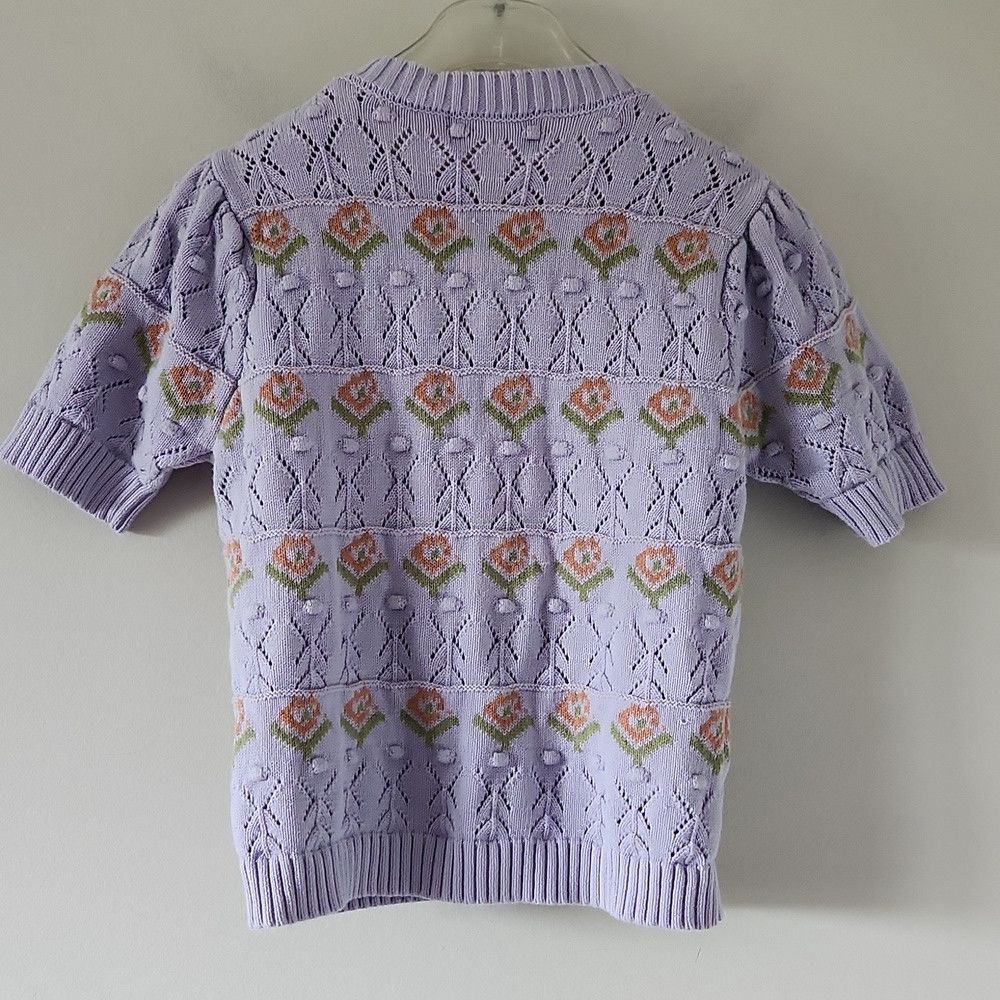 Heartloom HEARTLOOM | Deline Cotton Cardigan Short Sleeve Floral Lila Size S / US 4 / IT 40 - 5 Thumbnail
