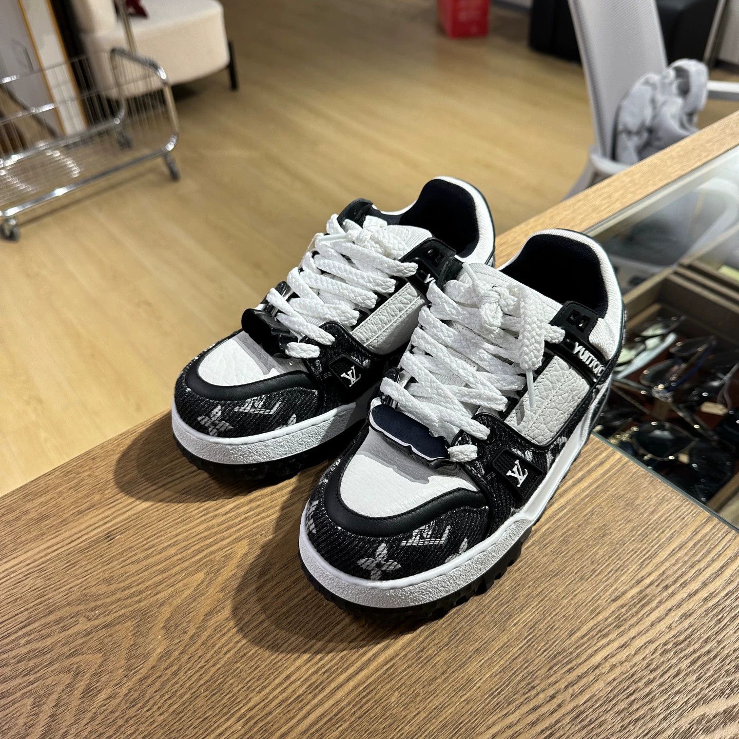 Louis Vuitton LV mar135 Trainer puffy embossed print sneaker 37.5 Size US 7 / IT 37 - 1 Thumbnail